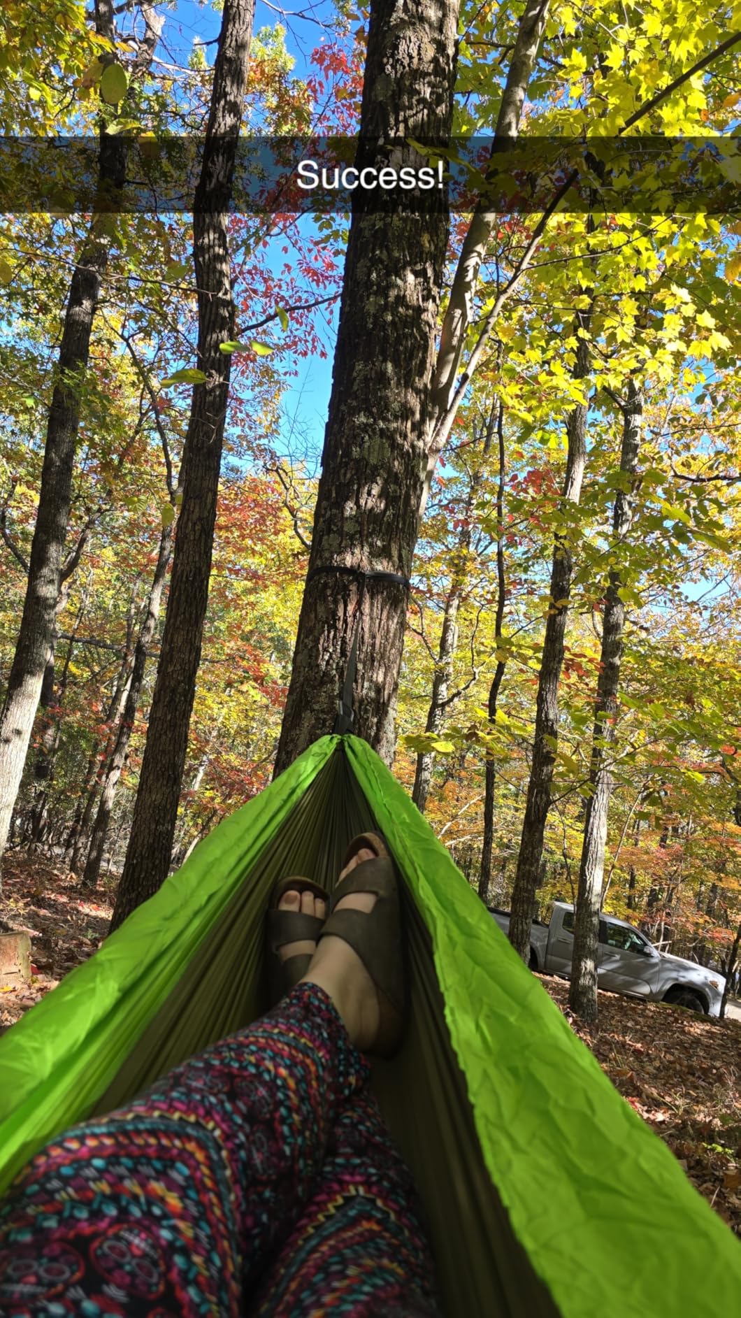 GORILLA GRIP Durable Camping Hammock with Heavy Duty Tree Straps, Portable Hammocks for Outside, Easy to Use Travel Swing Chair, Outdoor Camper Hiker Essentials, Backpacking Gear Gifts, Single, Blue - Customer Photo 1