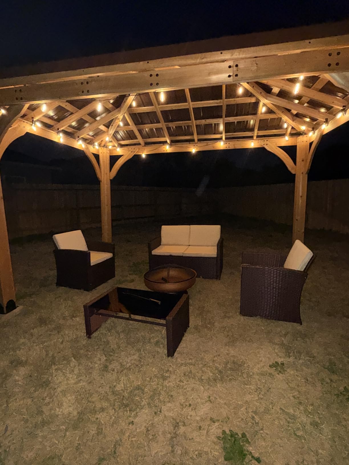 8 Pieces Outdoor Wicker Rattan Patio Furniture Sectional Set, Glass Top Table with Hidden Storage, 7 Sofa Sections, Oversized Cushions, Black Color Rattan with Light Grey Cushion Customer Review 8 Pieces Outdoor Wicker Rattan Patio Furniture Sectional Set, Glass Top Table with Hidden Storage, 7 Sofa Sections, Oversized Cushions, Black Color Rattan with Light Grey Cushion - Customer Photo 2
