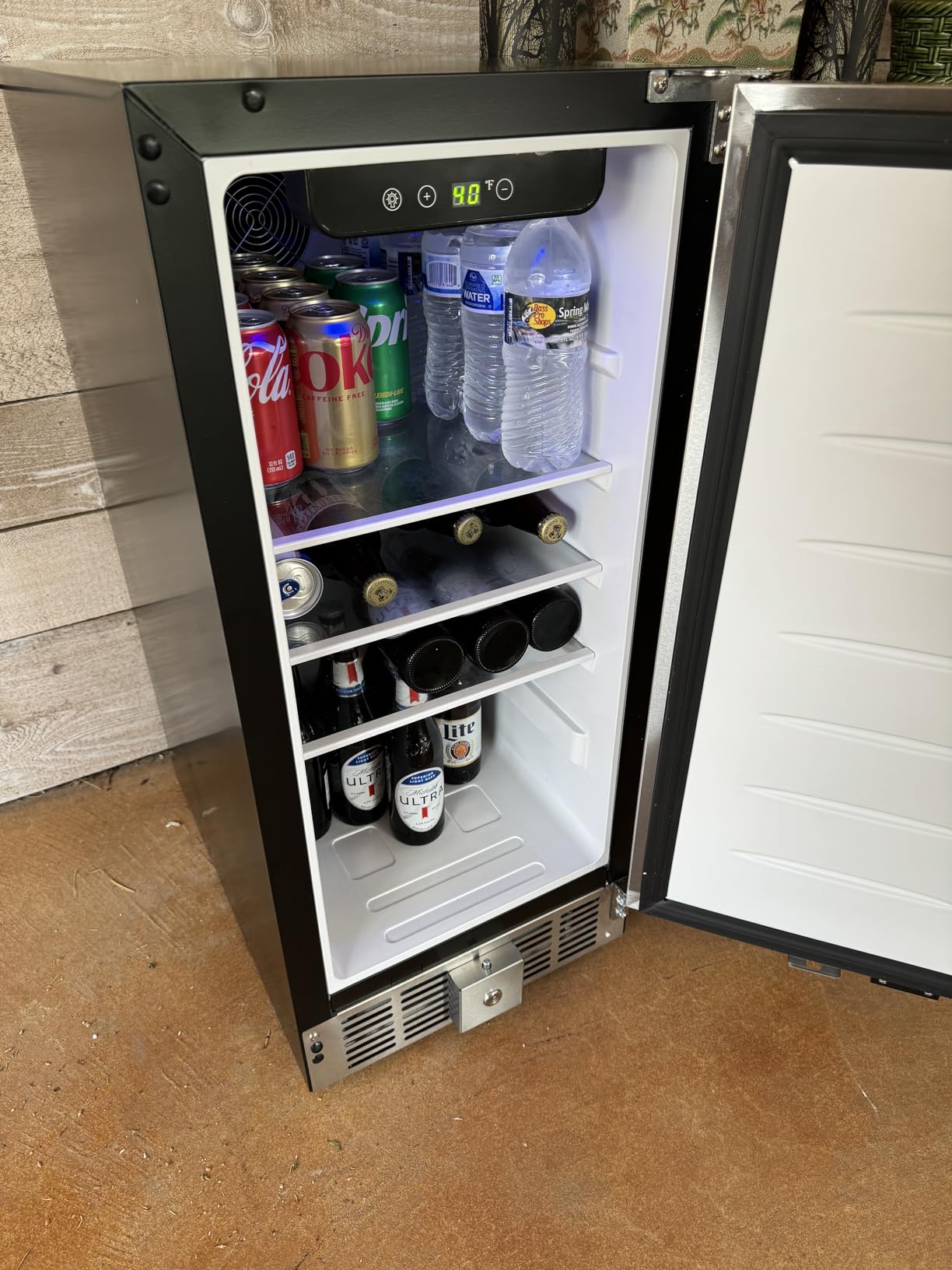 EUHOMY 24 Inch Beverage Refrigerator, Built-in and Freestanding Beverage Cooler 180 Can, Under Counter Beverage Fridge with Stainless Steel Door, Outdoor Refrigerator for Soda, Beer, Wine - Customer Photo 2
