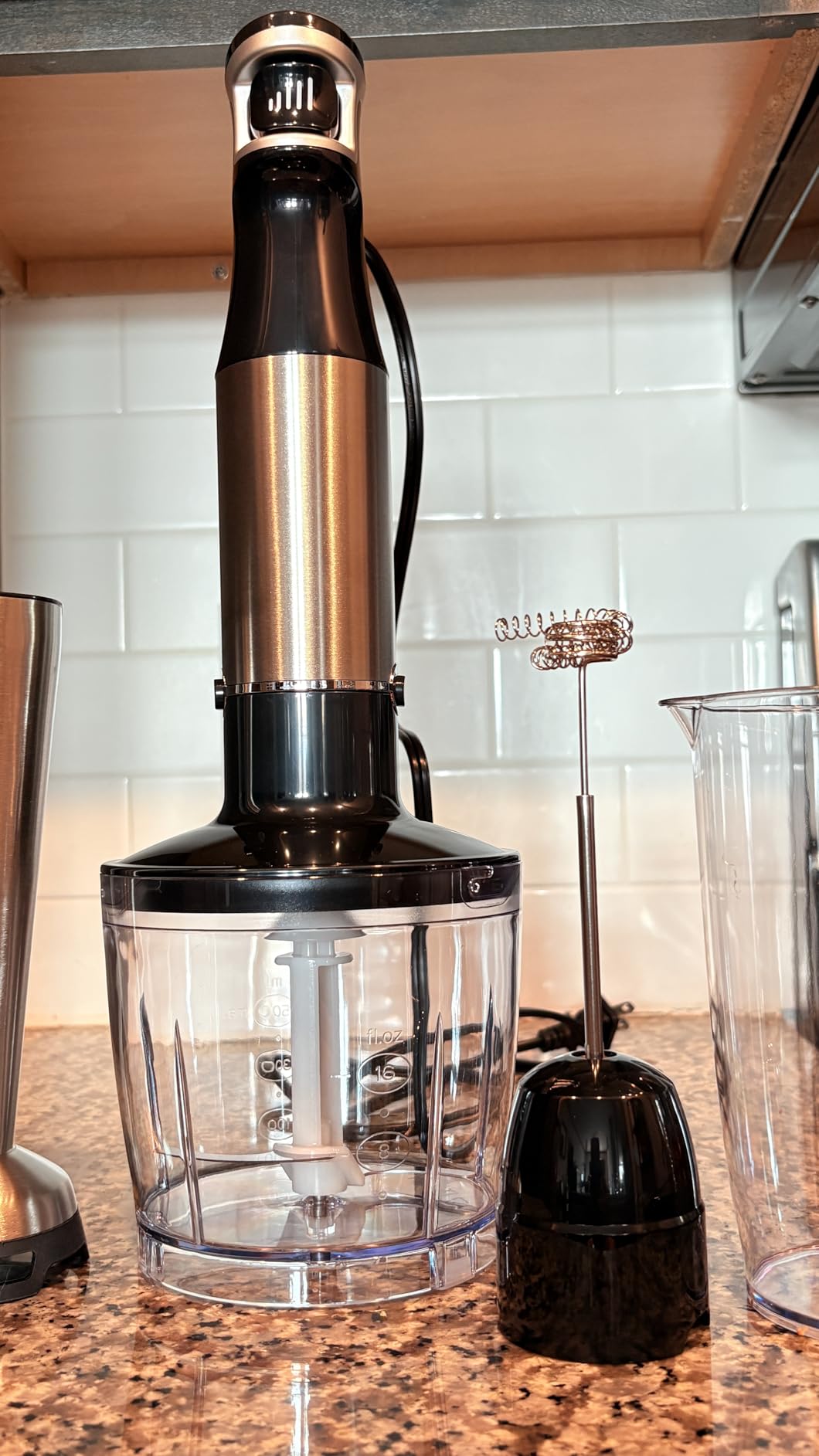 Immersion Blender Handheld Corded Hand Blenders Set 1100W, Trigger Variable Speed 5 in 1 Stick Emulsifier with Chopper, Whisk and Frother for Soup, Baby Food and Smoothies Customer Review Immersion Blender Handheld Corded Hand Blenders Set 1100W, Trigger Variable Speed 5 in 1 Stick Emulsifier with Chopper, Whisk and Frother for Soup, Baby Food and Smoothies - Customer Photo 1