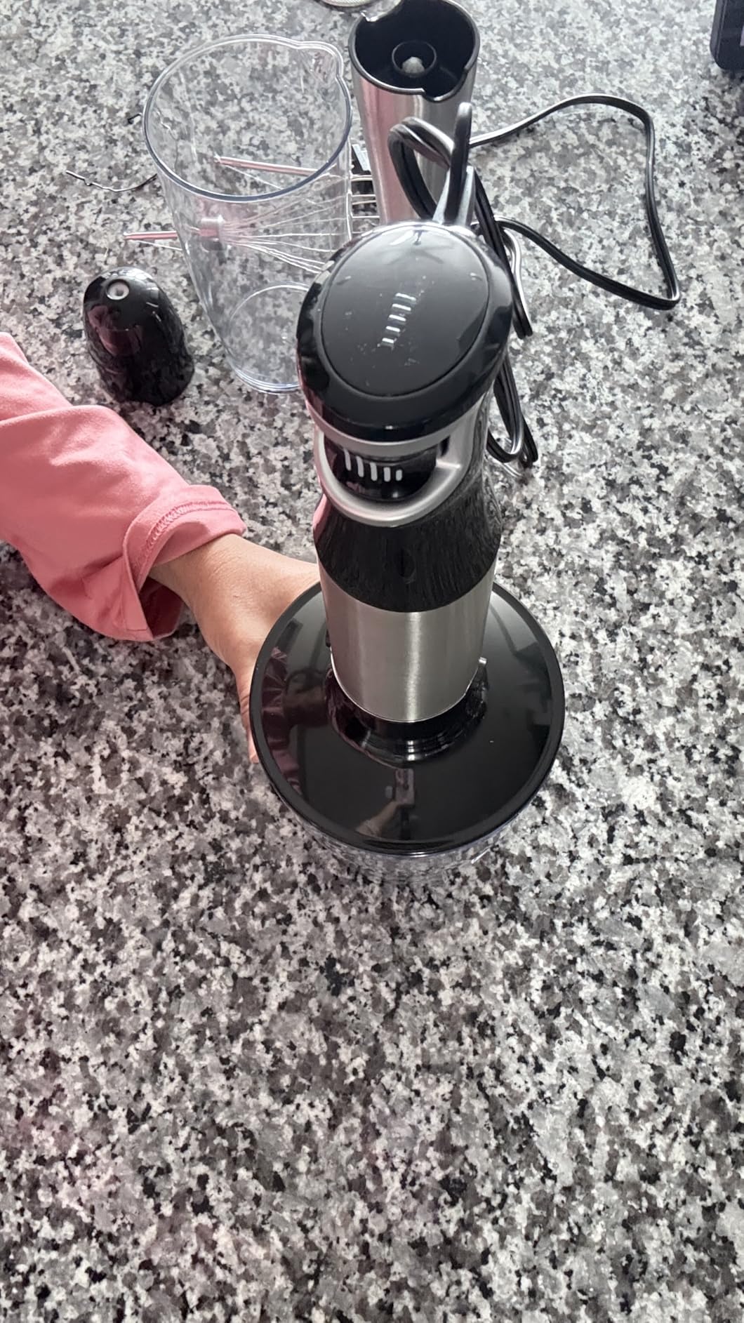 Immersion Blender Handheld Corded Hand Blenders Set 1100W, Trigger Variable Speed 5 in 1 Stick Emulsifier with Chopper, Whisk and Frother for Soup, Baby Food and Smoothies Customer Review Immersion Blender Handheld Corded Hand Blenders Set 1100W, Trigger Variable Speed 5 in 1 Stick Emulsifier with Chopper, Whisk and Frother for Soup, Baby Food and Smoothies - Customer Photo 2