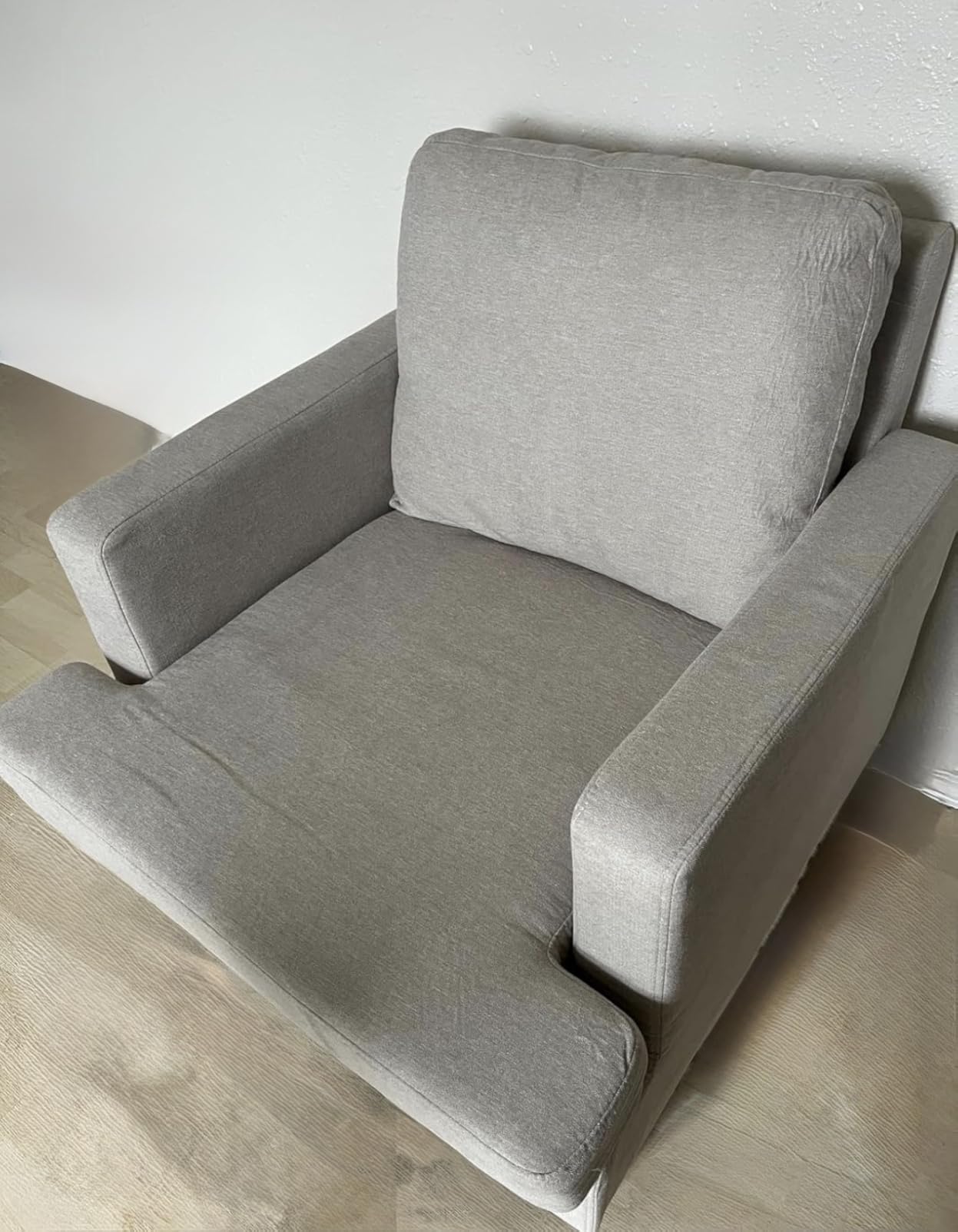 Mid-Century Accent Chair,Modern Linen Fabric Armchair for Living Room,Comfy Upholstered Reading Accent Chairs for Bedroom,Single Sofa Chair with Wood Legs - Customer Photo 1