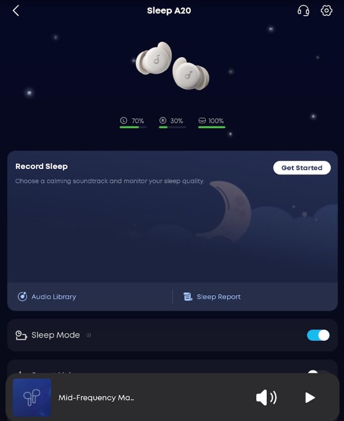 Soundcore Sleep A20 by Anker Sleep Earbuds, 30dB High-Frequency Noise Reduction, Small Earplugs for Side Sleepers, 80H Playtime, Stream Content via Bluetooth 5.3, Sleep Monitor, Personal Alarm - Customer Photo 2