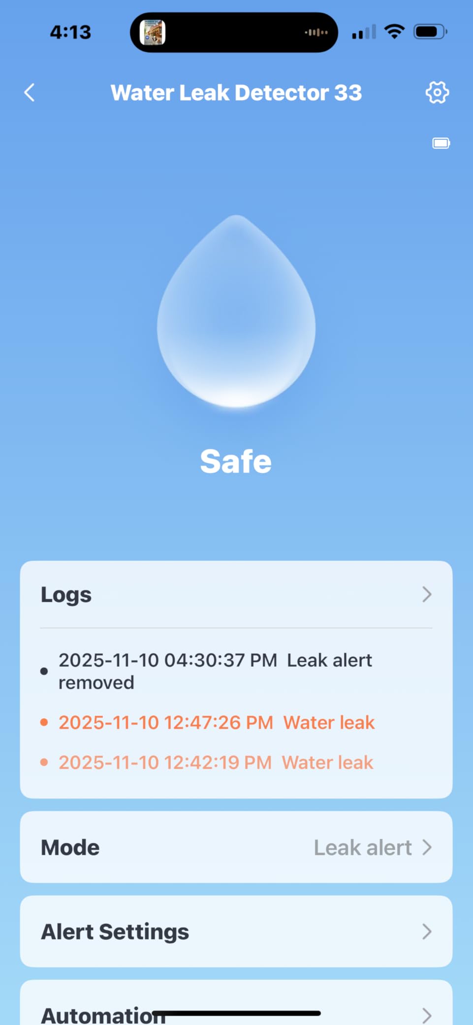 SwitchBot WiFi Water Leak Detector, Smart Water Sensor with 100dB Adjustable Alarm&App Alerts, IP67 Waterproof, Detector for Home with Cable, No Hub Required (Support 2.4G) (White, Pack, 1) Customer Review SwitchBot WiFi Water Leak Detector, Smart Water Sensor with 100dB Adjustable Alarm&App Alerts, IP67 Waterproof, Detector for Home with Cable, No Hub Required (Support 2.4G) (White, Pack, 1) - Customer Photo 2