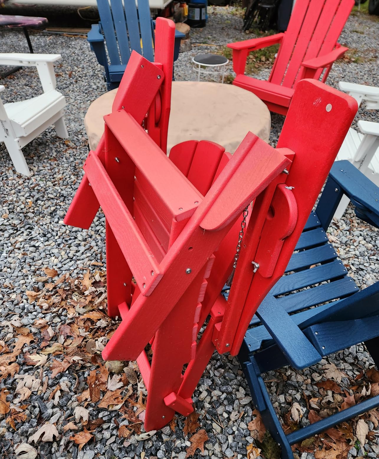 SERWALL Adirondack Chair with Cup Holders - Composite Adirondack Chairs Set of 8 HDPE Outdoor Chairs All Weather Use - Customer Photo 1