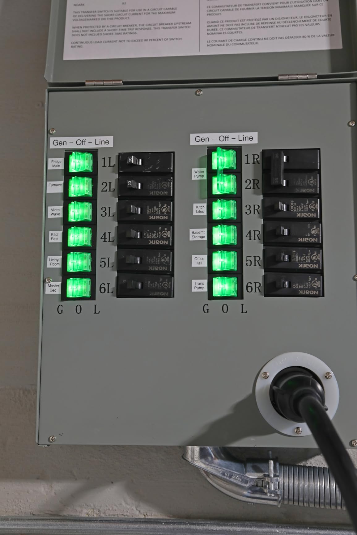 Nature's Generator Transfer Switch 6 Circuits 120V 30A Non-Automatic UL Power Transfer Kit(Indoor) - Customer Photo 2