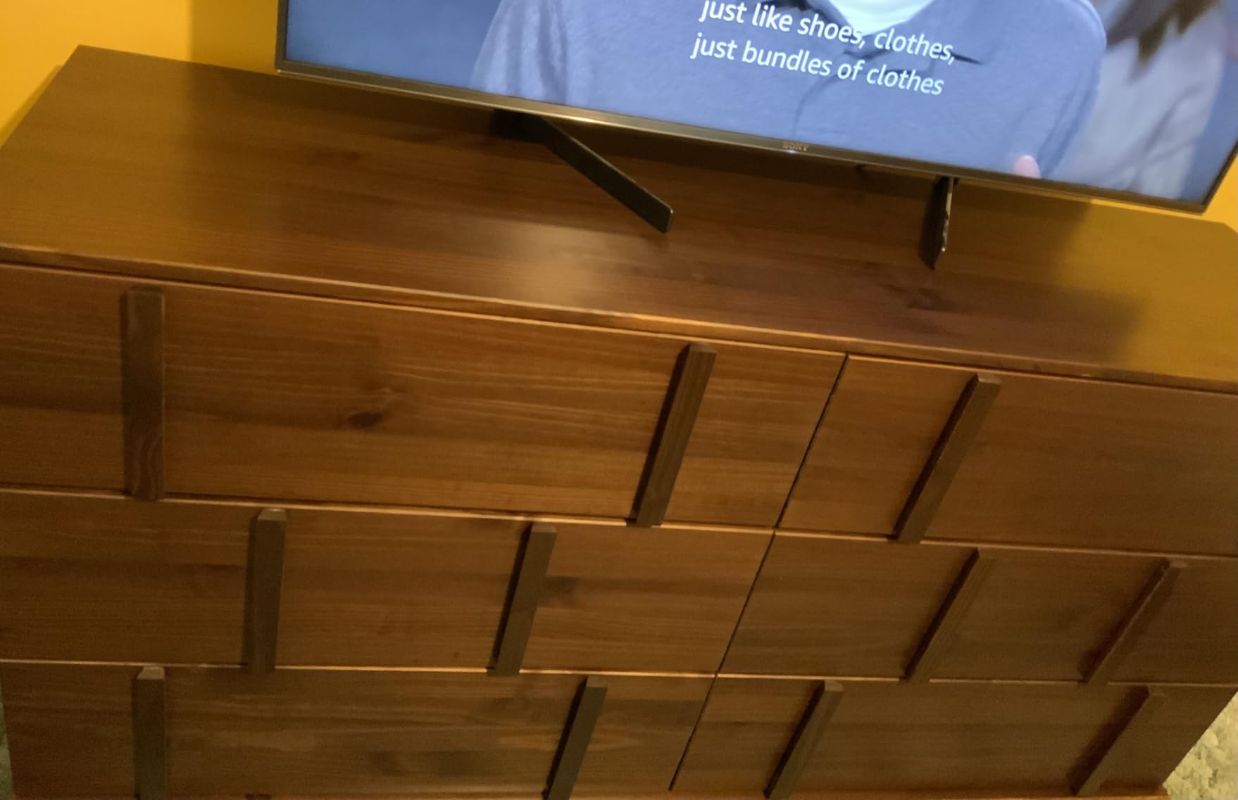 Walker Edison Contemporary Detailed 6-Drawer Solid Wood Dresser, 60 Inch, Walnut - Customer Photo 1