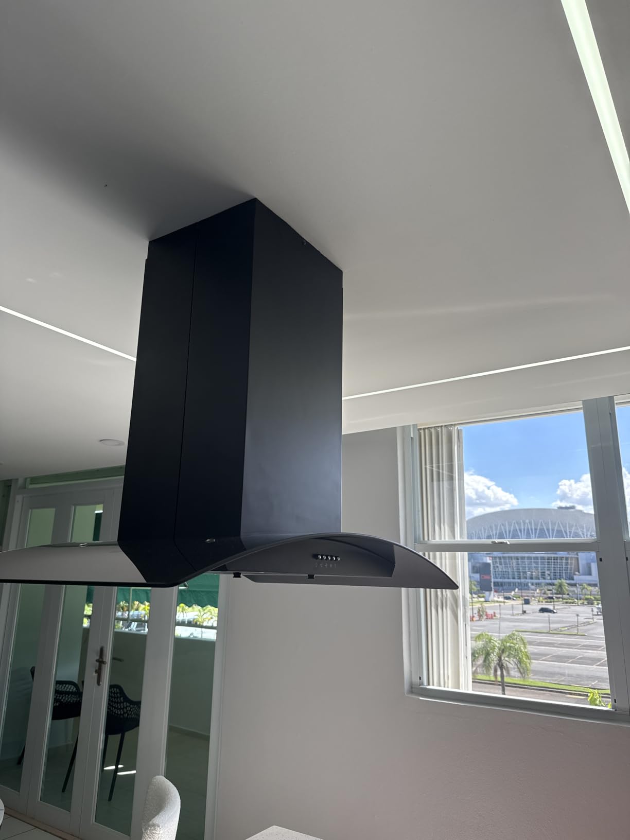 FIREGAS Island Range Hood 30 inch with 700 CFM, Ceiling Mount Kitchen Vent Hood Ducted/Ductless Convertible, Stainless steel stove hood with 3 speed fan, 4 lights, Tempered Glasss, Charcoal Filters - Customer Photo 2