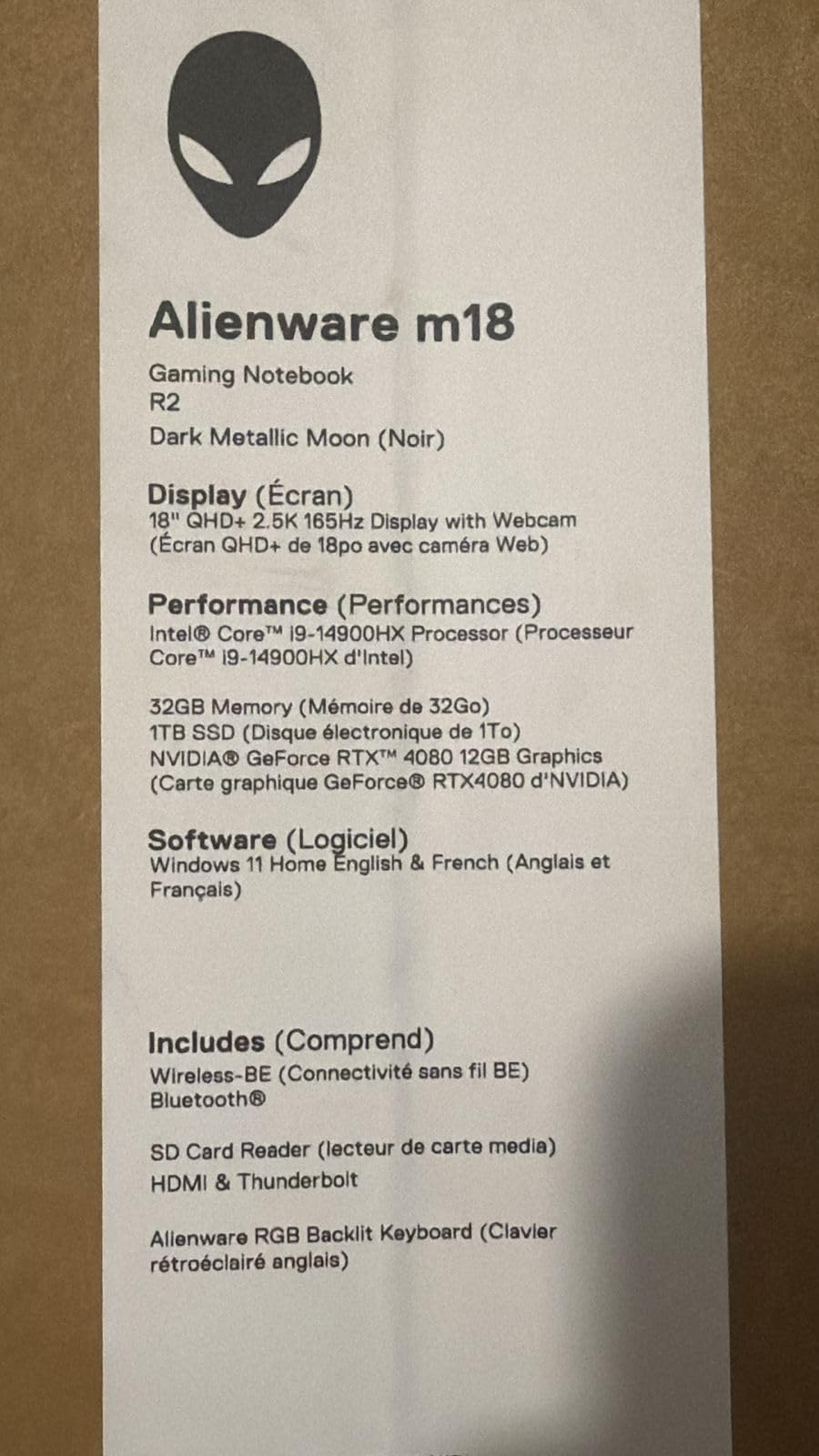 M18 Gaming Laptop - 18-inch QHD+ 165Hz 3ms Display, Intel Core i7-14700HX, 16GB DDR5 RAM, 1TB SSD, NVIDIA GeForce RTX 4070 8GB GDDR6, Windows 11 Home, Onsite Service - Dark Metallic Moon customer photo 2