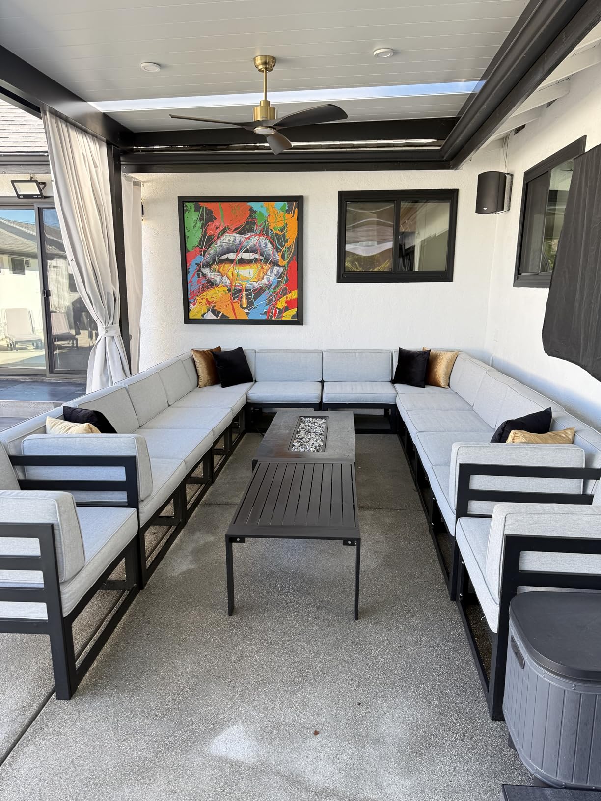 LayinSun Large Aluminum Patio Furniture Set with Fire Pit Table, 11 Pieces Modern Outdoor Conversation Set Sectional Metal Sofa Set with Olefin Cushion Customer Review LayinSun Large Aluminum Patio Furniture Set with Fire Pit Table, 11 Pieces Modern Outdoor Conversation Set Sectional Metal Sofa Set with Olefin Cushion - Customer Photo 2
