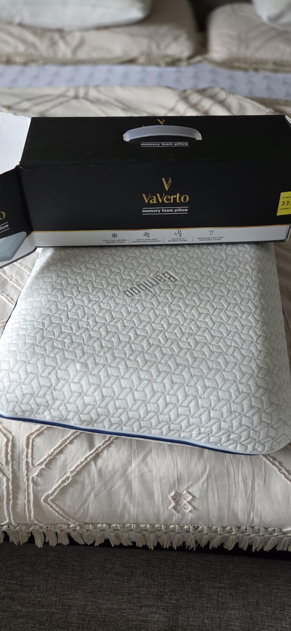 Cooling Gel Memory Foam Pillow - 1-Pack - Standard Size Bed Pillows For Sleeping - Medium-Firm - Back, Stomach and Side Sleeper Pillow - Shoulder & Back Pain Relief - Washable, Bamboo Viscose Cover Customer Review Cooling Gel Memory Foam Pillow - 1-Pack - Standard Size Bed Pillows For Sleeping - Medium-Firm - Back, Stomach and Side Sleeper Pillow - Shoulder & Back Pain Relief - Washable, Bamboo Viscose Cover - Customer Photo 3