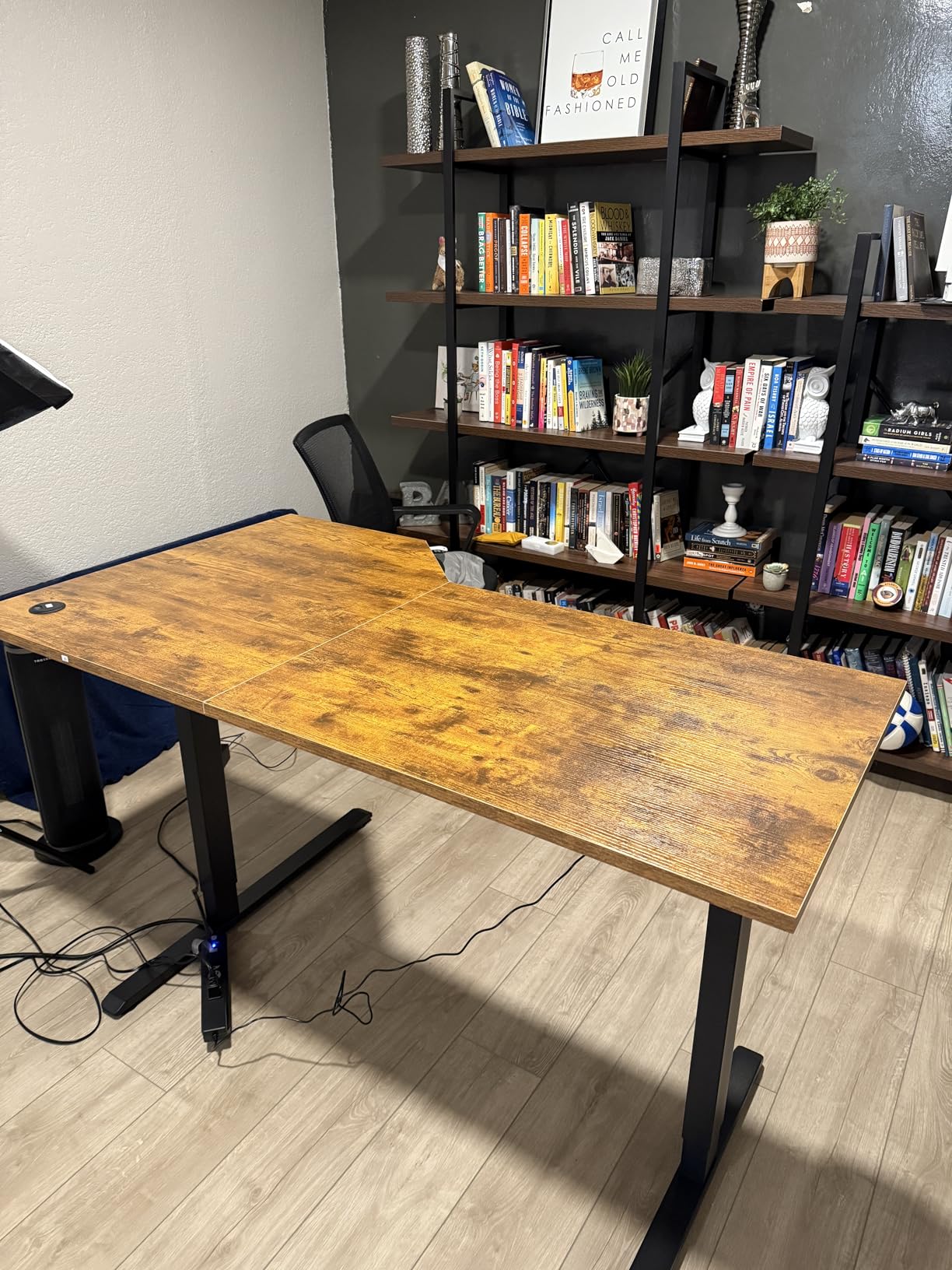 Agilestic Electric Standing Desk, L-Shaped 55 Inches Height Adjustable Desk, Sit and Stand up for Work Office Home, Ergonomic Rising Computer Table for Home Office with Splice Board, Rustic Brown - Customer Photo 1