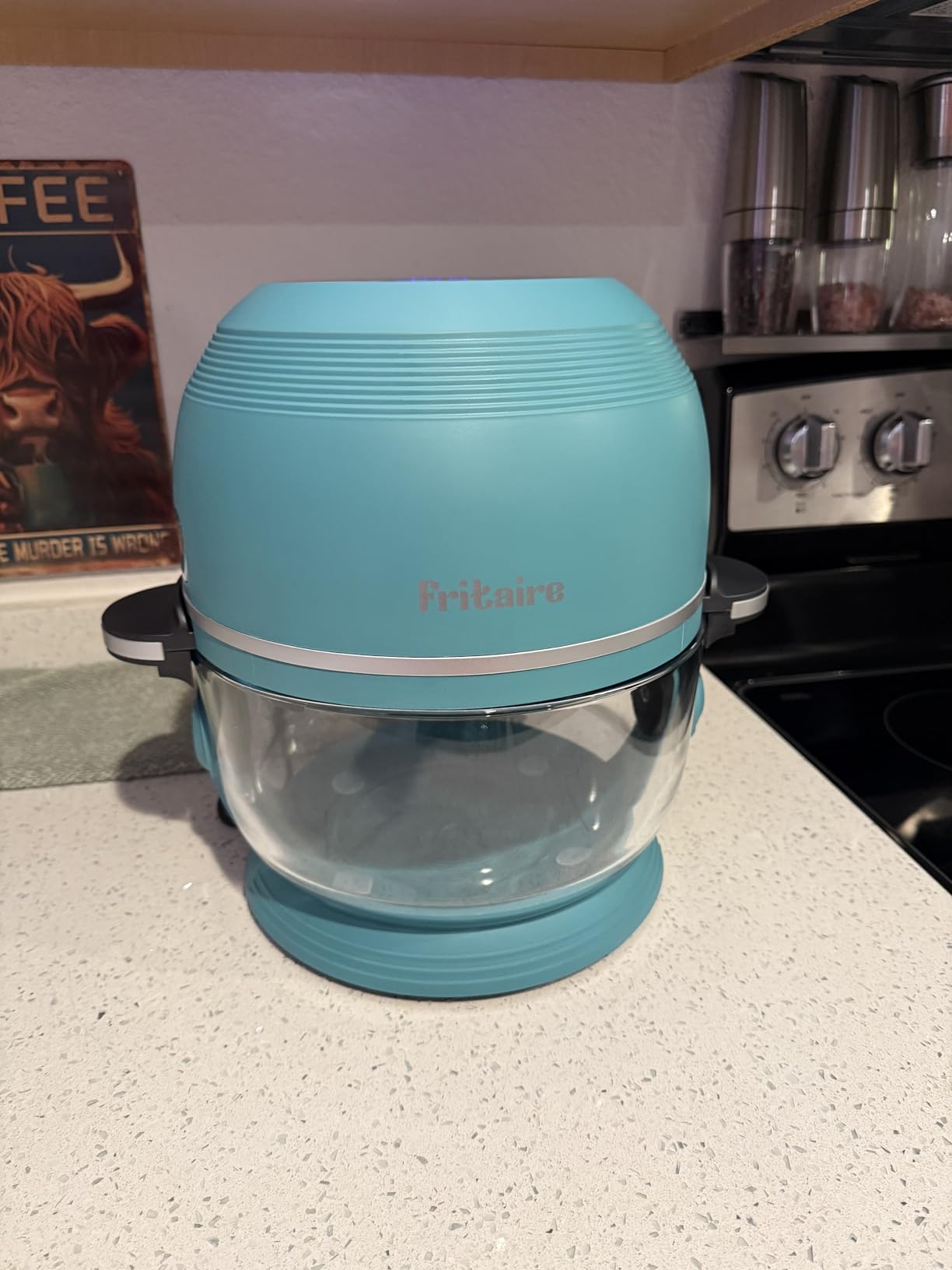 Non Toxic Air Fryer™ - Glass AirFryer 5 Quart w/ 360 Visibility, Self-Cleaning, 400F Vortex Air Fryer for Even Cooking, BPA-Free Teflon Free, 9-in-1 Functions, Rotisserie, Roast, Bake, Black Customer Review Non Toxic Air Fryer™ - Glass AirFryer 5 Quart w/ 360 Visibility, Self-Cleaning, 400F Vortex Air Fryer for Even Cooking, BPA-Free Teflon Free, 9-in-1 Functions, Rotisserie, Roast, Bake, Black - Customer Photo 1