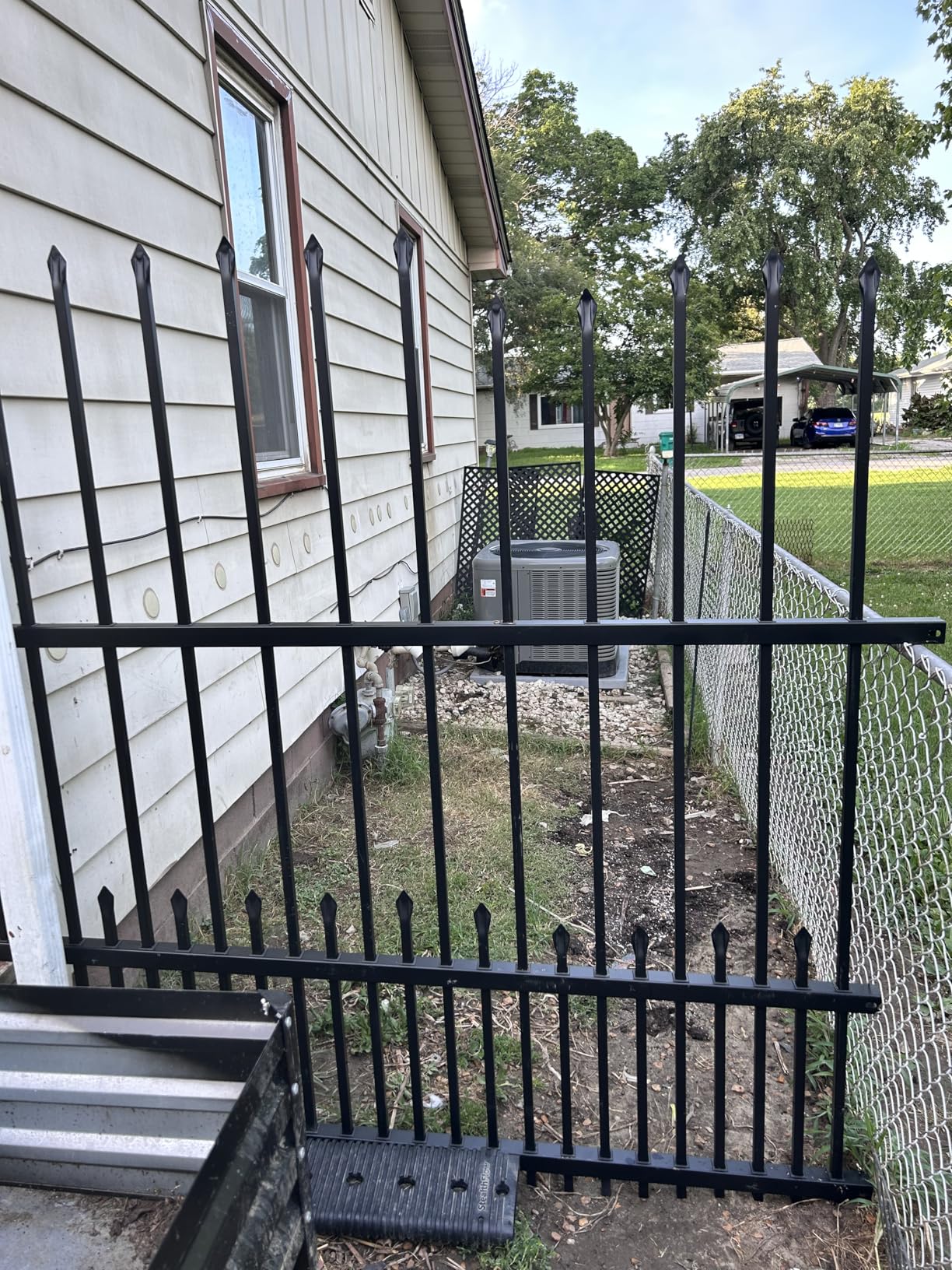 Nuwovwo Metal Fence Panels with Dog Pickets, 6ft H x 6.5ft W Galvanized Steel Fence DIY Installation for Outdoor Garden Fence incl. 1 Fence Post, Wrought Iron Style Steel Fencing, Black (Upgraded) Customer Review Nuwovwo Metal Fence Panels with Dog Pickets, 6ft H x 6.5ft W Galvanized Steel Fence DIY Installation for Outdoor Garden Fence incl. 1 Fence Post, Wrought Iron Style Steel Fencing, Black (Upgraded) - Customer Photo 1