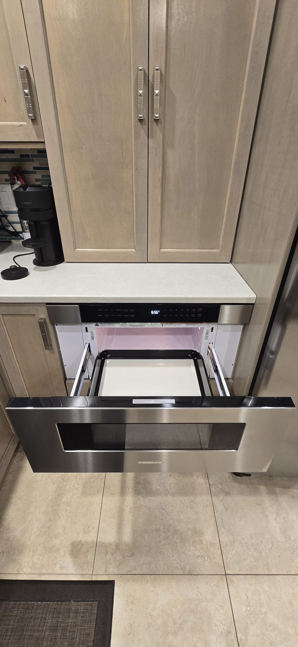 COSMO COS-MWD3012NHSS 30 in. Haven Collection 1.2 cu. ft. Built-in Microwave Drawer, Presets, Touch Controls, Defrosting Rack, Stainless Steel Customer Review COSMO COS-MWD3012NHSS 30 in. Haven Collection 1.2 cu. ft. Built-in Microwave Drawer, Presets, Touch Controls, Defrosting Rack, Stainless Steel - Customer Photo 1