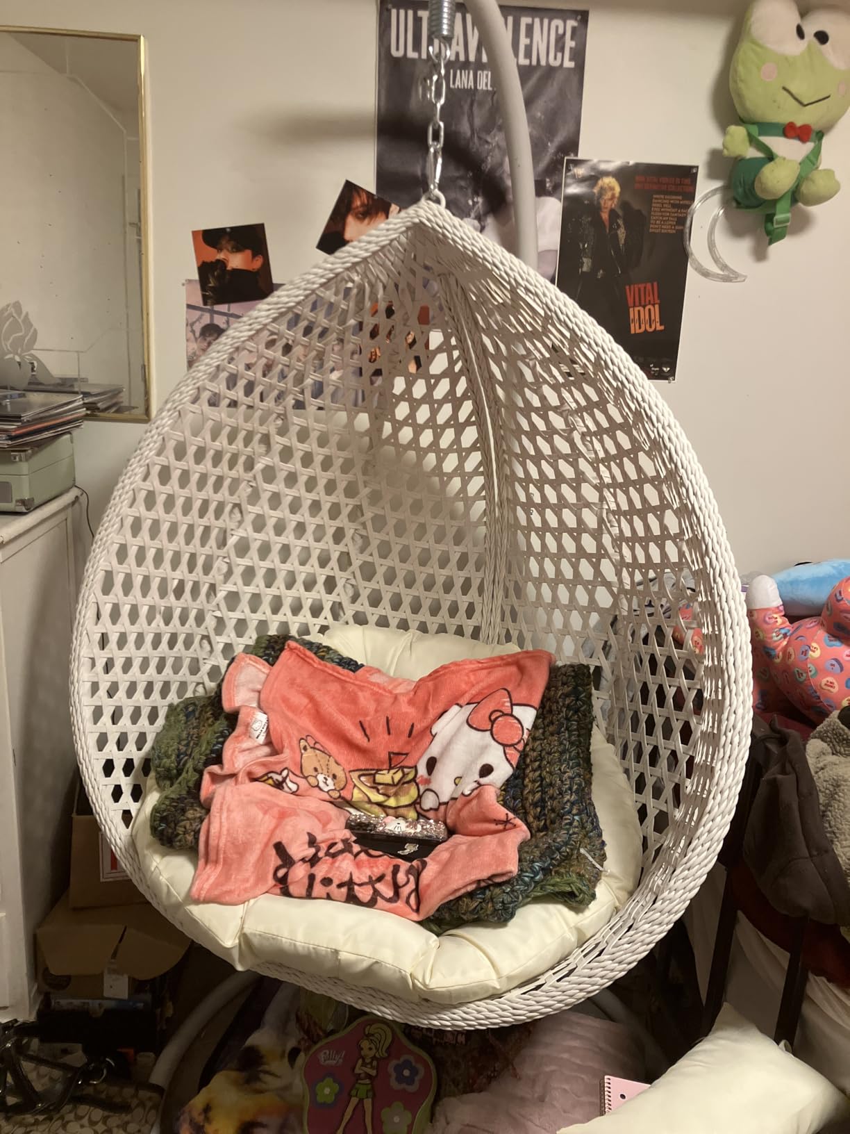 Egg Swing Chair Outdoor with Stand, Hanging Egg Rattan Basket Chair with Cushion and Pillow, Lounge Chairs for Backyard Sunroom Patio Balcony Bedroom (Grey) Customer Review Egg Swing Chair Outdoor with Stand, Hanging Egg Rattan Basket Chair with Cushion and Pillow, Lounge Chairs for Backyard Sunroom Patio Balcony Bedroom (Grey) - Customer Photo 2