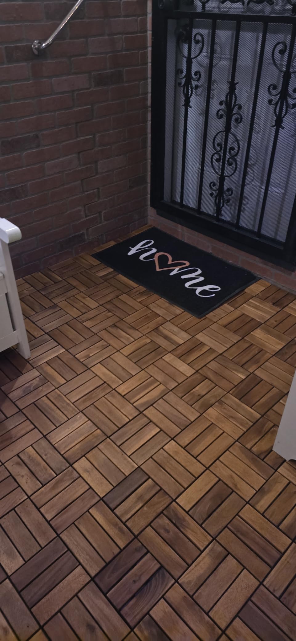 Yaheetech 54pcs Hardwood Interlocking Patio Deck Tiles Acacia Waterproof Wood Flooring Tiles for Patio Garden Poolside, 12'' x12'' Indoor Outdoor Use All Weather, Wood Customer Review Yaheetech 54pcs Hardwood Interlocking Patio Deck Tiles Acacia Waterproof Wood Flooring Tiles for Patio Garden Poolside, 12'' x12'' Indoor Outdoor Use All Weather, Wood - Customer Photo 1