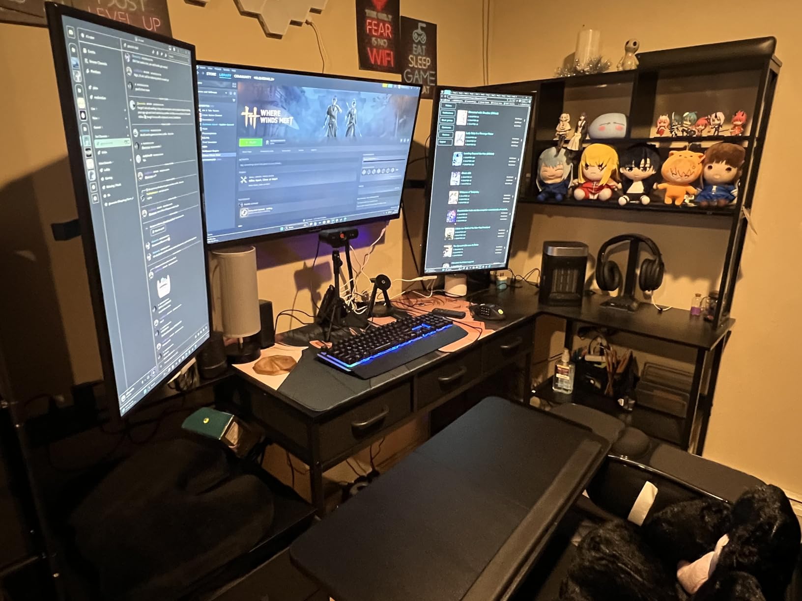 AODK 79 inch L Shaped Desk with 5 Drawers, Reversible L Shaped Gaming Desk with LED Light & 2 Power Outlets, Computer Desk with Storage Shelves for Home Office, Black - Customer Photo 1