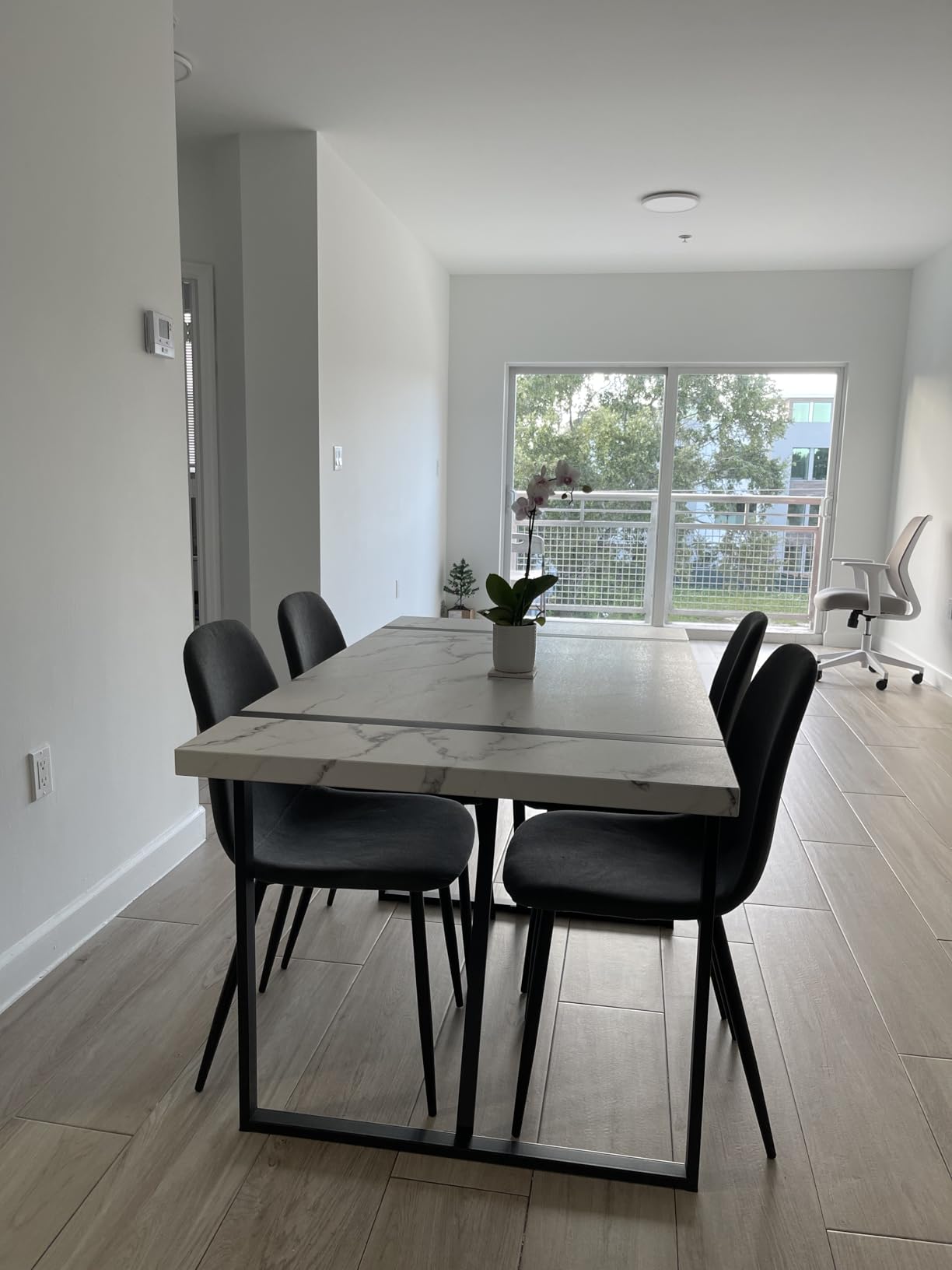 Dining Table Set for 6, Modern 71'' Dark Wood Dining Table and Fabric Dining Chairs Set of 6,Table and Chairs Set of 6,Ideal for Kitchen Dining Room - Customer Photo 2