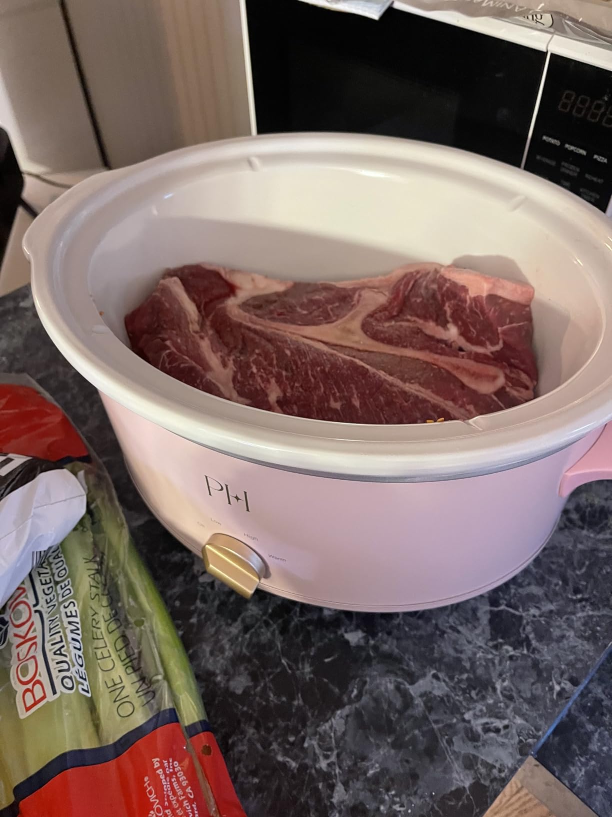 Paris Hilton 6-Quart Manual Slow Cooker, Features Three Settings (Low, High, Warm), Naturally Nonstick and Dishwasher Safe Stoneware Insert, Family Sized Capacity, White - Customer Photo 1