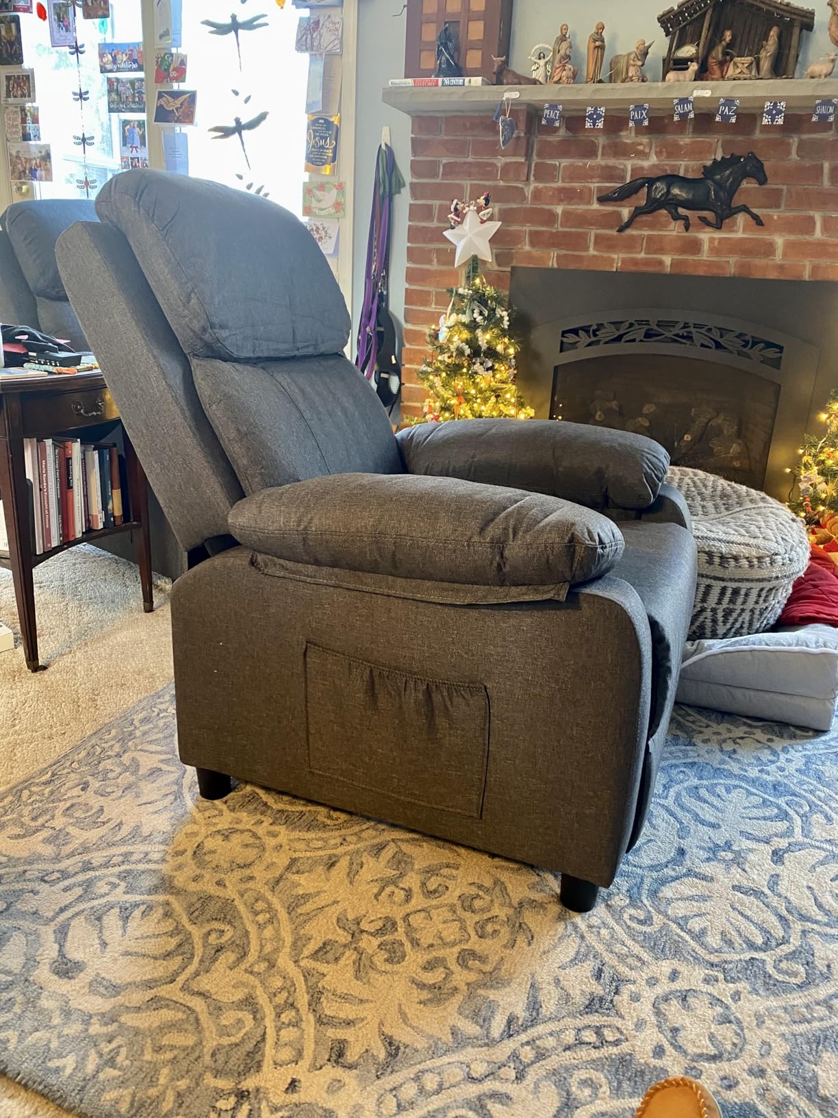 Recliner Chair, 360 Swivel Rocker Chair for Adults, Small Rocking Recliner Chair for Small Spaces, Upholstered Fabric Glider Recliner Nursery Chair with Side Pockets for Living Room, Nursery Customer Review Recliner Chair, 360 Swivel Rocker Chair for Adults, Small Rocking Recliner Chair for Small Spaces, Upholstered Fabric Glider Recliner Nursery Chair with Side Pockets for Living Room, Nursery - Customer Photo 2