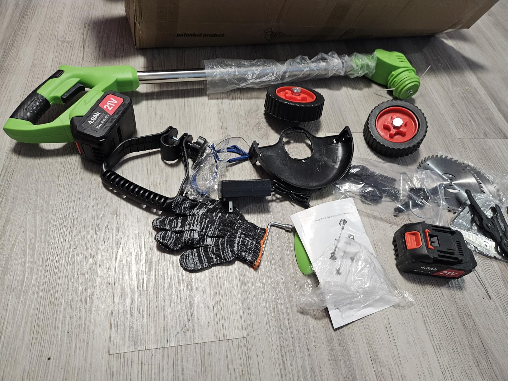 Electric Weed Wacker Cordless Eater 2 Battery,Foldable and Lightweight Grass Trimmer/Brush Cutter,5 Types Blade&Wheels 21V 4.0Ah Battery (2 Pieces) Powered for Garden and Yard (Foldable) - Customer Photo 1