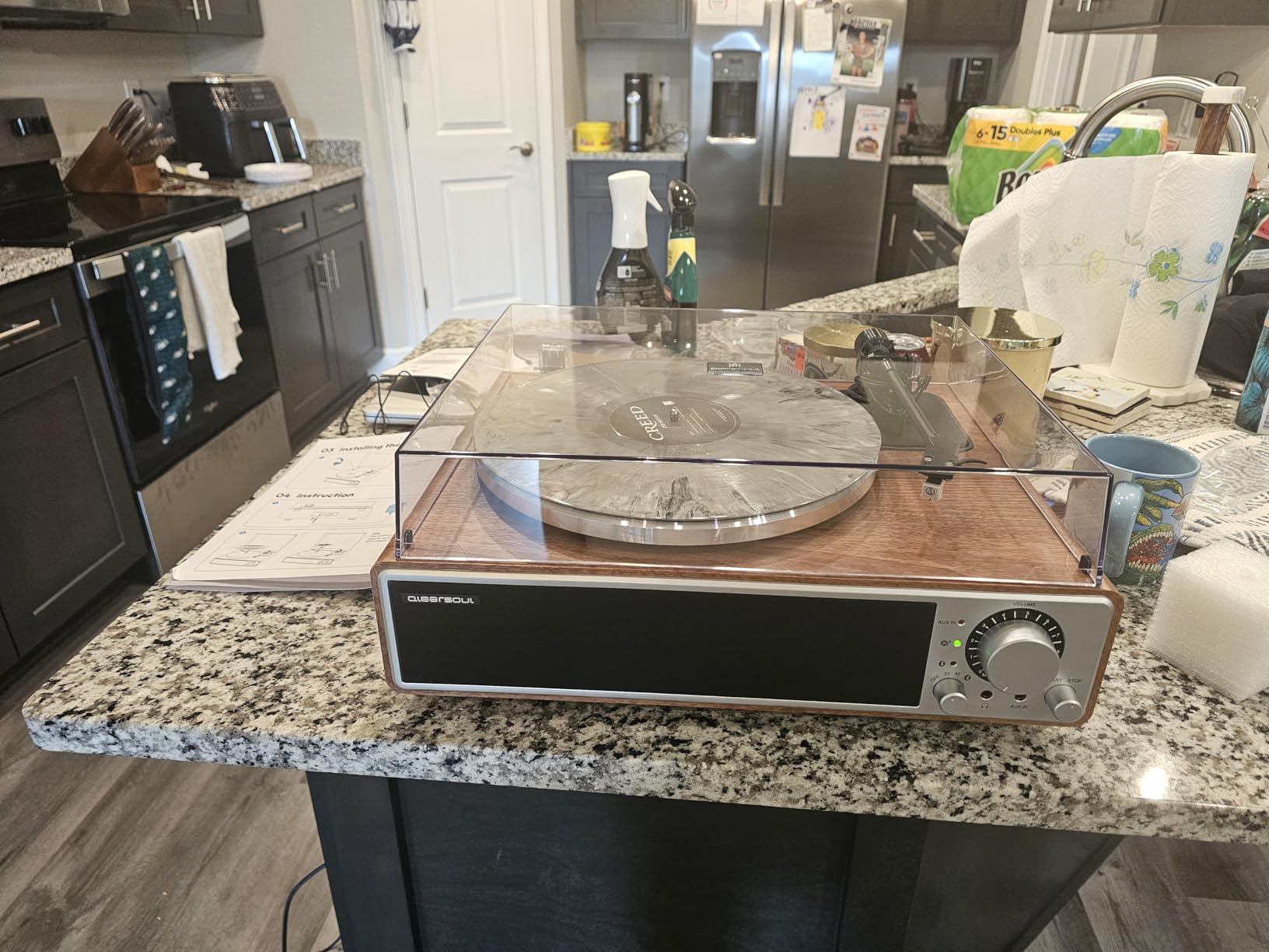 ONE-Q All-in-one Vinyl Record Player with Bluetooth 5.4, HiFi Turntable Built-in Speakers, Phono Preamp, AT-3600L Cartridge, 33/45 RPM, Auto Off - Customer Photo 1