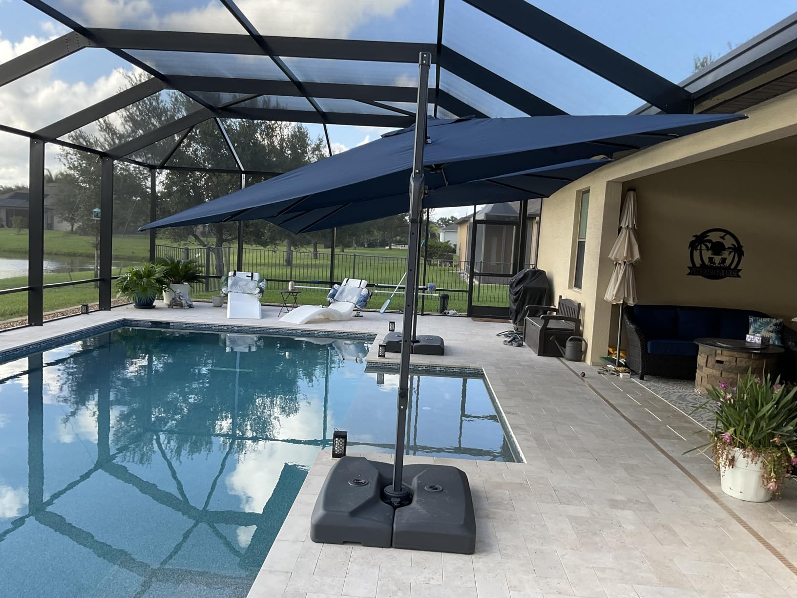 PURPLE LEAF 8' X 10' Left-right Tilting Outdoor Patio Umbrella Swivel Offset Cantilever Heavy Duty Rectangle Aluminu Umbrella with UV Resistant for Deck Pool Patio Backyard, Sand Dune Customer Review PURPLE LEAF 8' X 10' Left-right Tilting Outdoor Patio Umbrella Swivel Offset Cantilever Heavy Duty Rectangle Aluminu Umbrella with UV Resistant for Deck Pool Patio Backyard, Sand Dune - Customer Photo 1