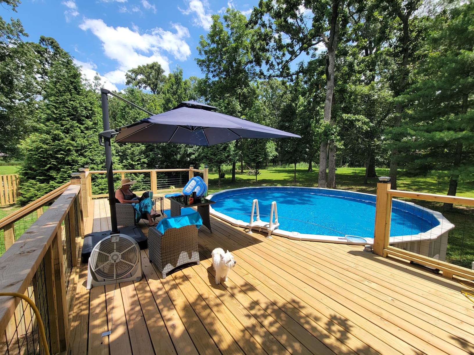 PURPLE LEAF 9' X 12' Sunbrella Patio Umbrella Cantilever Outdoor Double Top Large Rectangle Umbrella Heavy Duty 360° Rotation Offset Hanging Umbrella for Garden Deck Pool Backyard Patio Spectrum Sand Customer Review PURPLE LEAF 9' X 12' Sunbrella Patio Umbrella Cantilever Outdoor Double Top Large Rectangle Umbrella Heavy Duty 360° Rotation Offset Hanging Umbrella for Garden Deck Pool Backyard Patio Spectrum Sand - Customer Photo 2