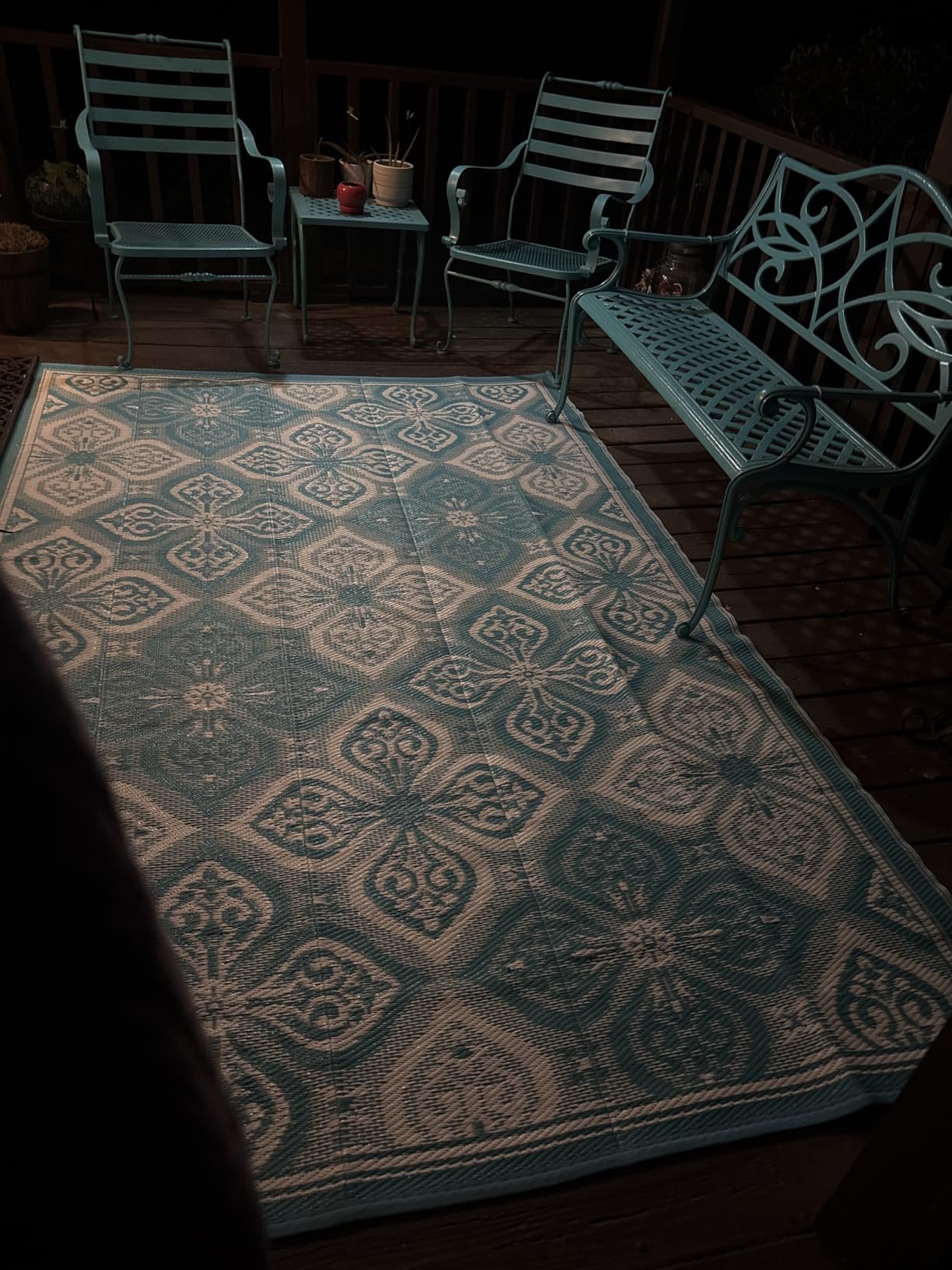 Pauwer Waterproof Outdoor Rug 5x8, Reversible Plastic Straw Patio Camping Rug, Indoor Outdoor RV Mat Carpet for Deck, Camper, Porch, Balcony, Backyard, Picnic, Leaf Brown Customer Review Pauwer Waterproof Outdoor Rug 5x8, Reversible Plastic Straw Patio Camping Rug, Indoor Outdoor RV Mat Carpet for Deck, Camper, Porch, Balcony, Backyard, Picnic, Leaf Brown - Customer Photo 1