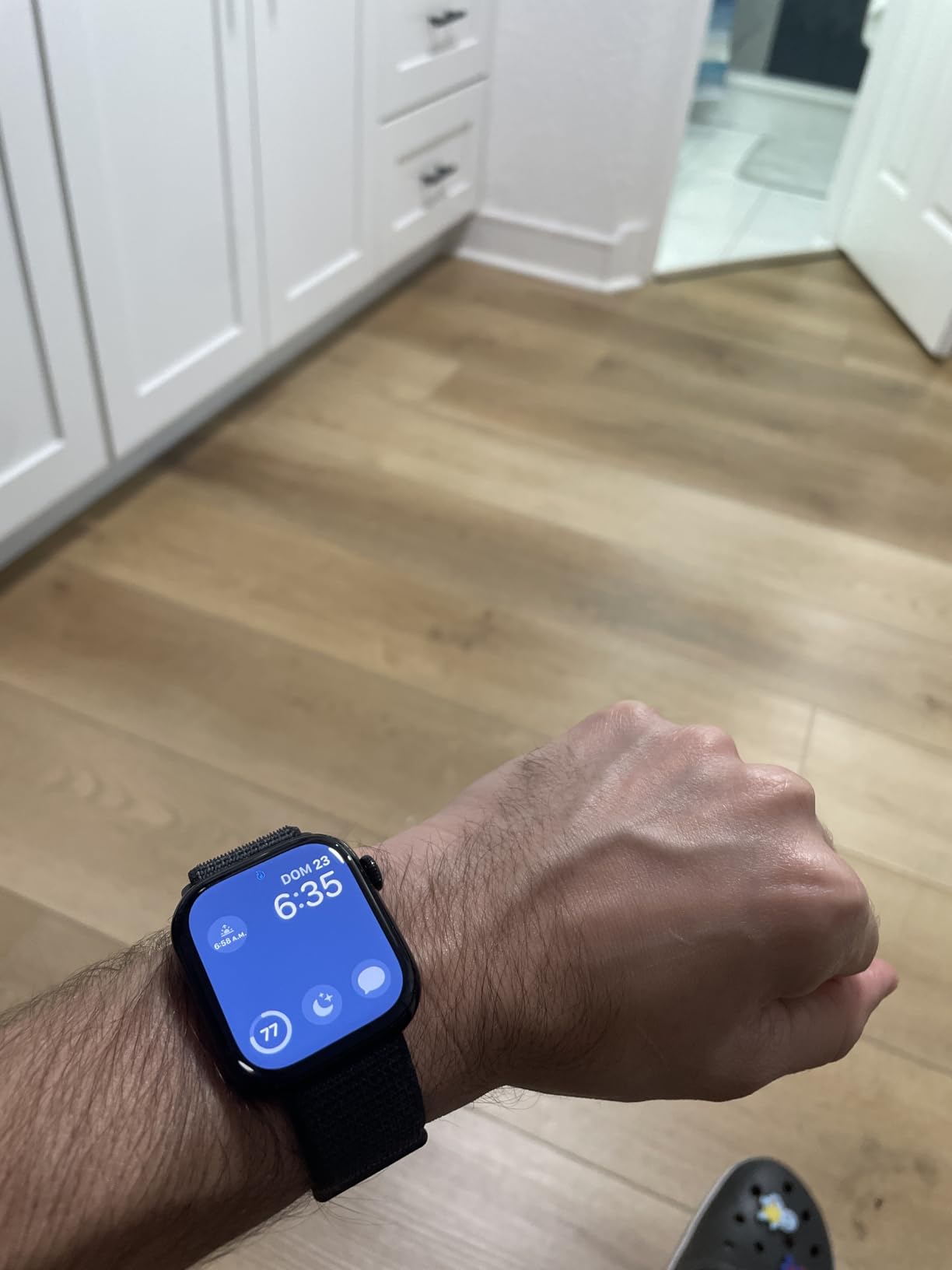 Apple Watch Series 10 [GPS 46mm case] Smartwatch with Silver Aluminum Case with Denim Sport Band - M/L. Fitness Tracker, ECG App, Always-On Retina Display, Water Resistant - Customer Photo 4