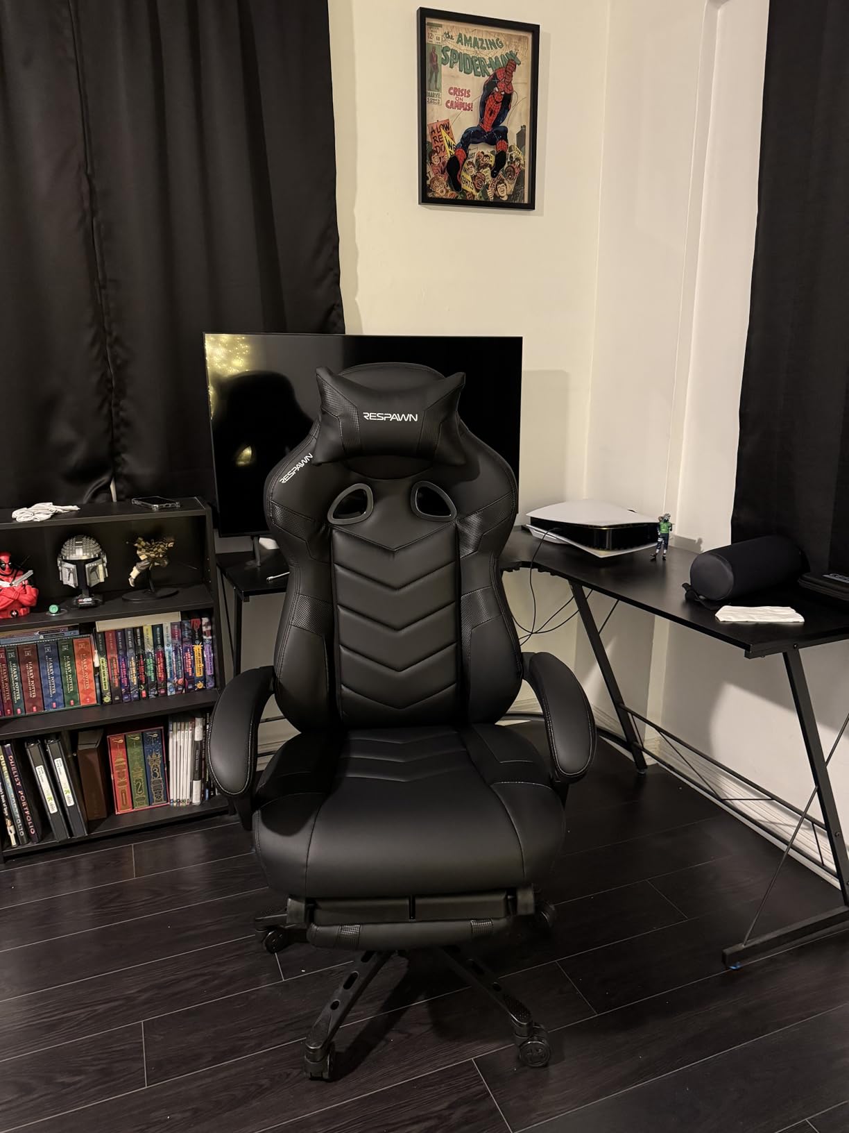 Respawn 110 Pro Ergonomic Gaming Chair with Footrest for Adults - Comfortable Office Gaming Recliner with Lumbar Support and Headrest, Racing Style Video Game Chairs for Computer Gamer - Gray Fabric customer photo 2