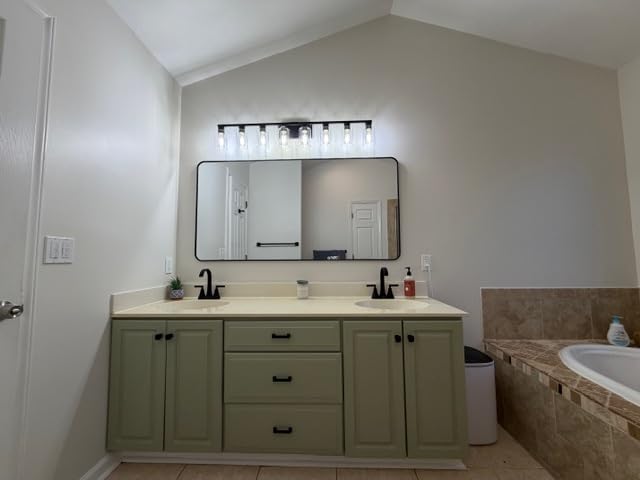 DIDUIO 8 Light Bathroom Vanity Light Brushed Nickel Bathroom Light Fixtures 8-Light Vanity Lights for Bathrrom Lights Fixtures Over Mirror Large Wall Sconce with Clear Glass Shade - Customer Photo 1
