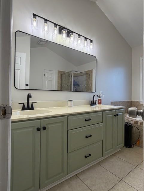 DIDUIO 8 Light Bathroom Vanity Light Brushed Nickel Bathroom Light Fixtures 8-Light Vanity Lights for Bathrrom Lights Fixtures Over Mirror Large Wall Sconce with Clear Glass Shade - Customer Photo 2