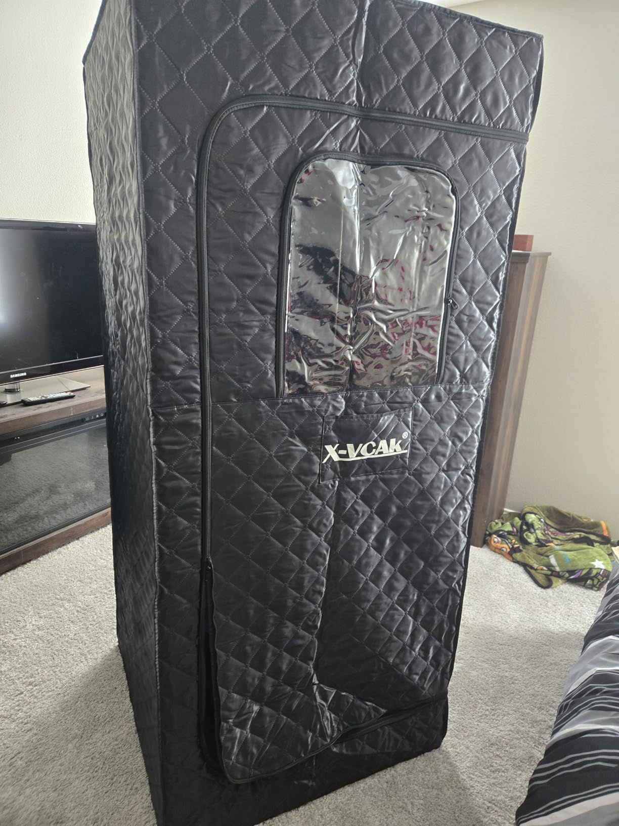 X-Vcak 2 Person Sauna, Extra Large Sauna Box, Portable Steam Sauna Tent with 2 Steamers, 2 Folding Chair, 71