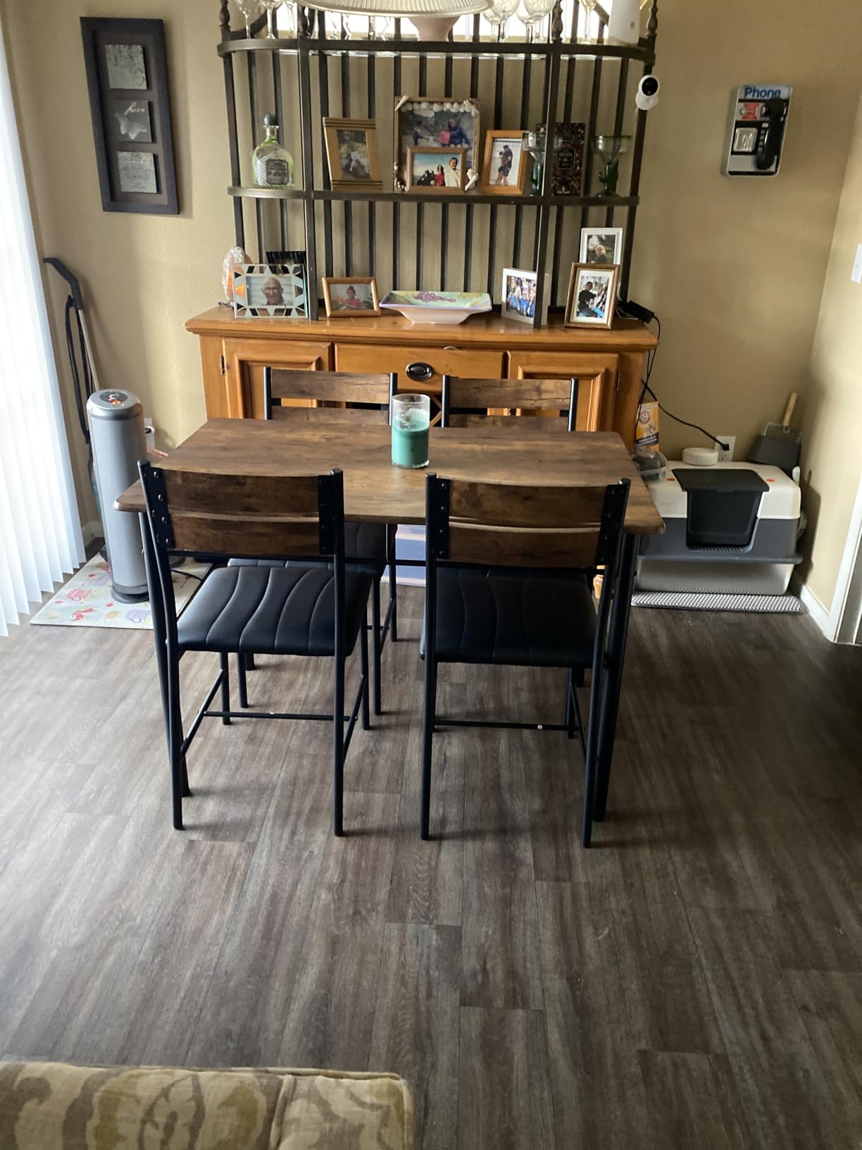 IRONCK Dining Table Set for 4, Wood Kitchen Table with Upholstered Chairs for Kitchen Room and Small Spaces, Rustic Brown - Customer Photo 2