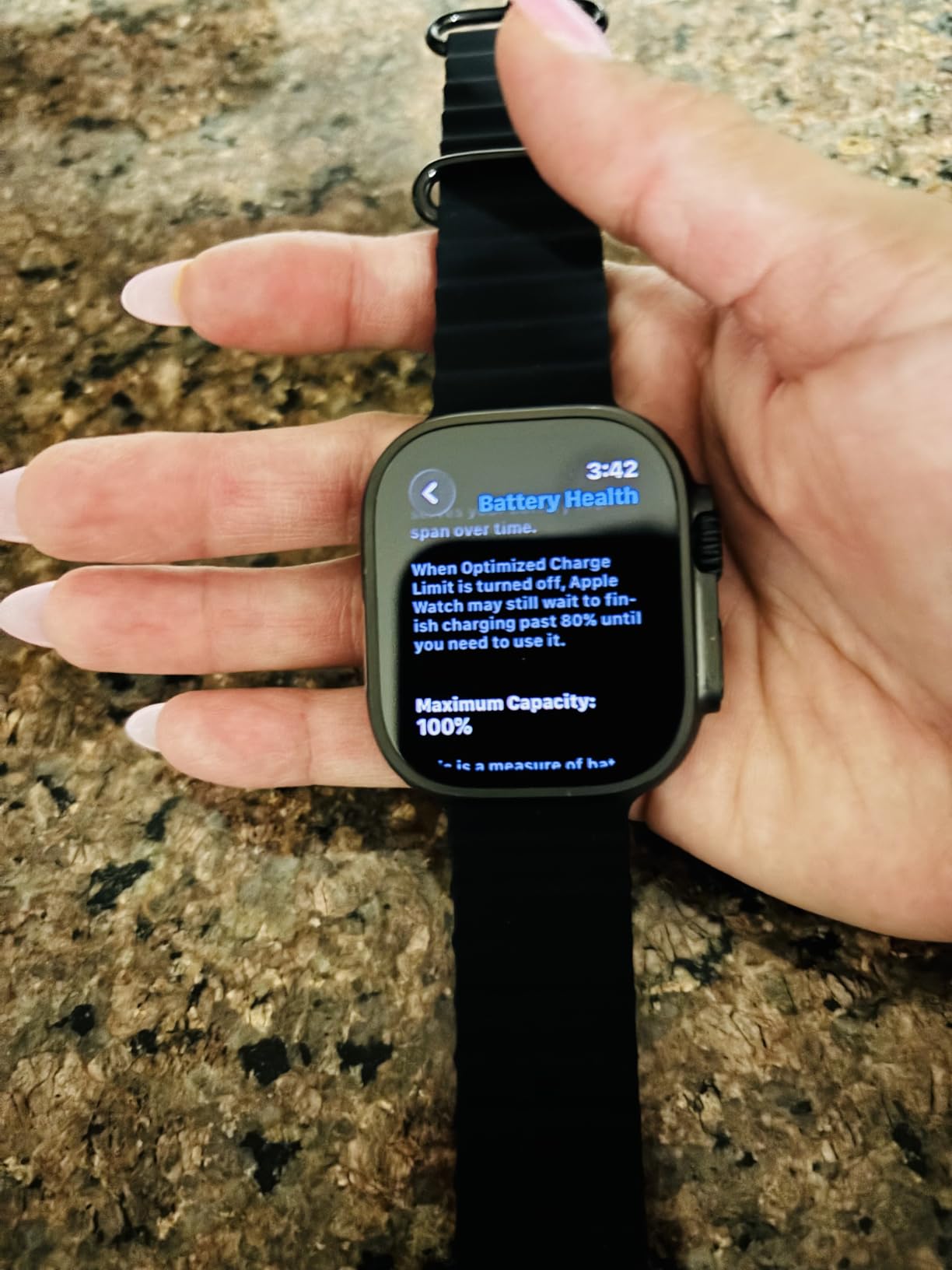 Apple Watch Ultra 2 (GPS + Cellular, 49MM) - Black Titanium Case with Black Ocean Band (Renewed) Customer Review Apple Watch Ultra 2 (GPS + Cellular, 49MM) - Black Titanium Case with Black Ocean Band (Renewed) - Customer Photo 1