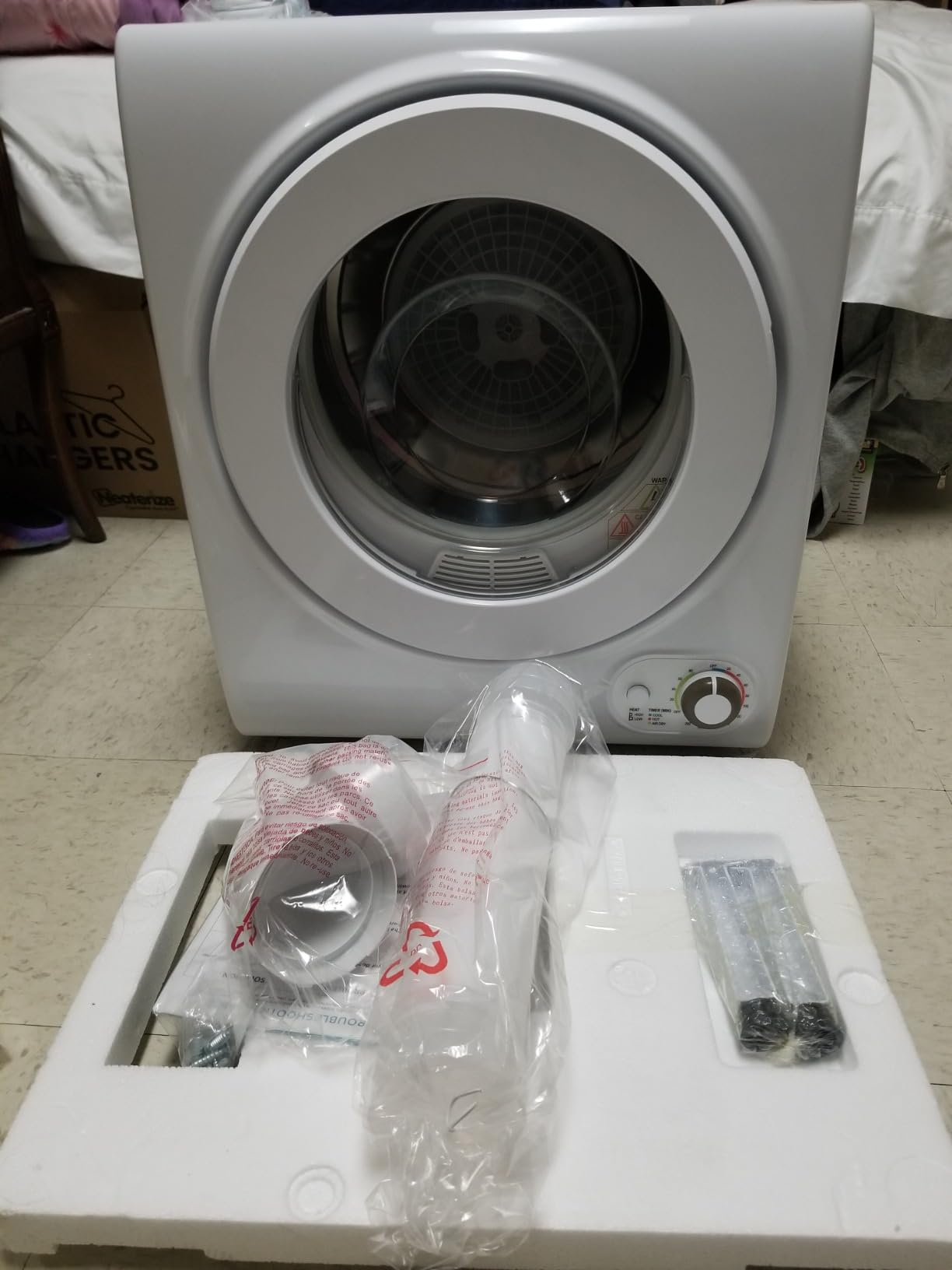 110V Portable Dryer – 850W Compact Clothes Dryer with 4 Automatic Drying Modes, Stainless Steel Tub, Simple Control Knob for Apartments, Dorms & Small Spaces - Customer Photo 2