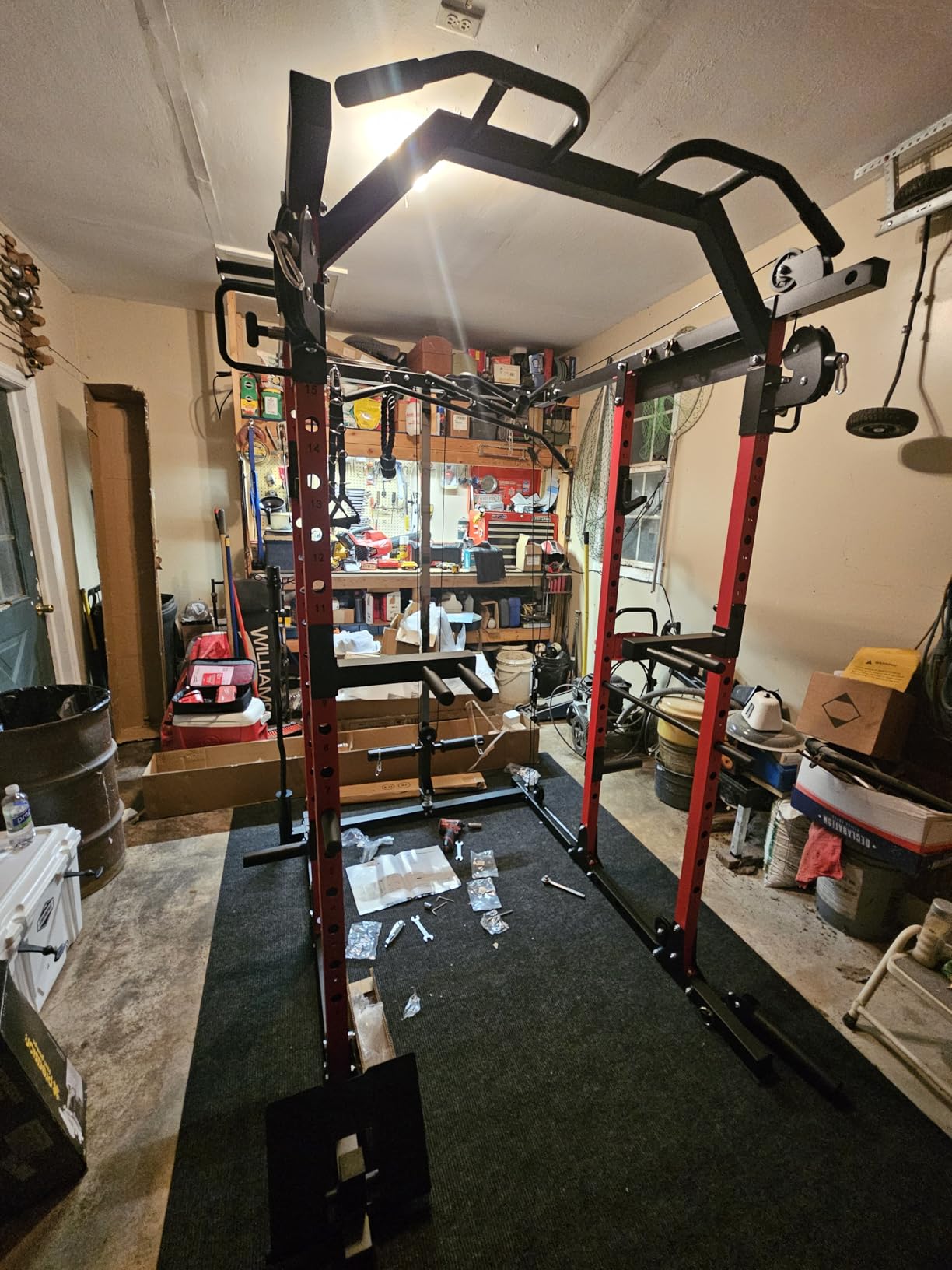 Mikolo Power Cage, Power Rack with Cable Crossover System, 1500LBS Squat Rack with LAT Pull Down System, Workout Cage with Pulley System for Fitness Home Gym Customer Review Mikolo Power Cage, Power Rack with Cable Crossover System, 1500LBS Squat Rack with LAT Pull Down System, Workout Cage with Pulley System for Fitness Home Gym - Customer Photo 3