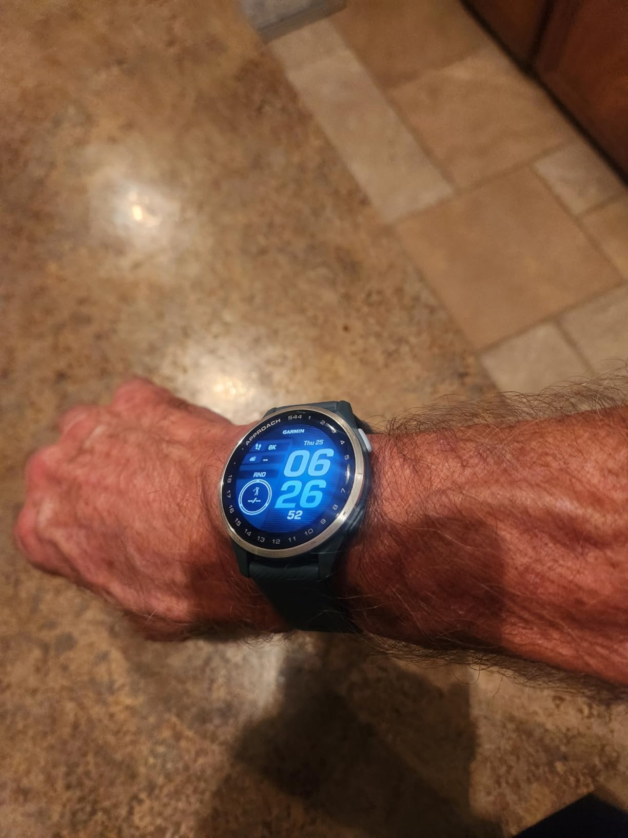 Garmin Approach S50, Advanced Golf GPS Smartwatch, AMOLED Display, On-Course Features, Wrist-Based Heart Rate, Slate Aluminum Bezel with Black ComfortFit Nylon Band customer photo 1