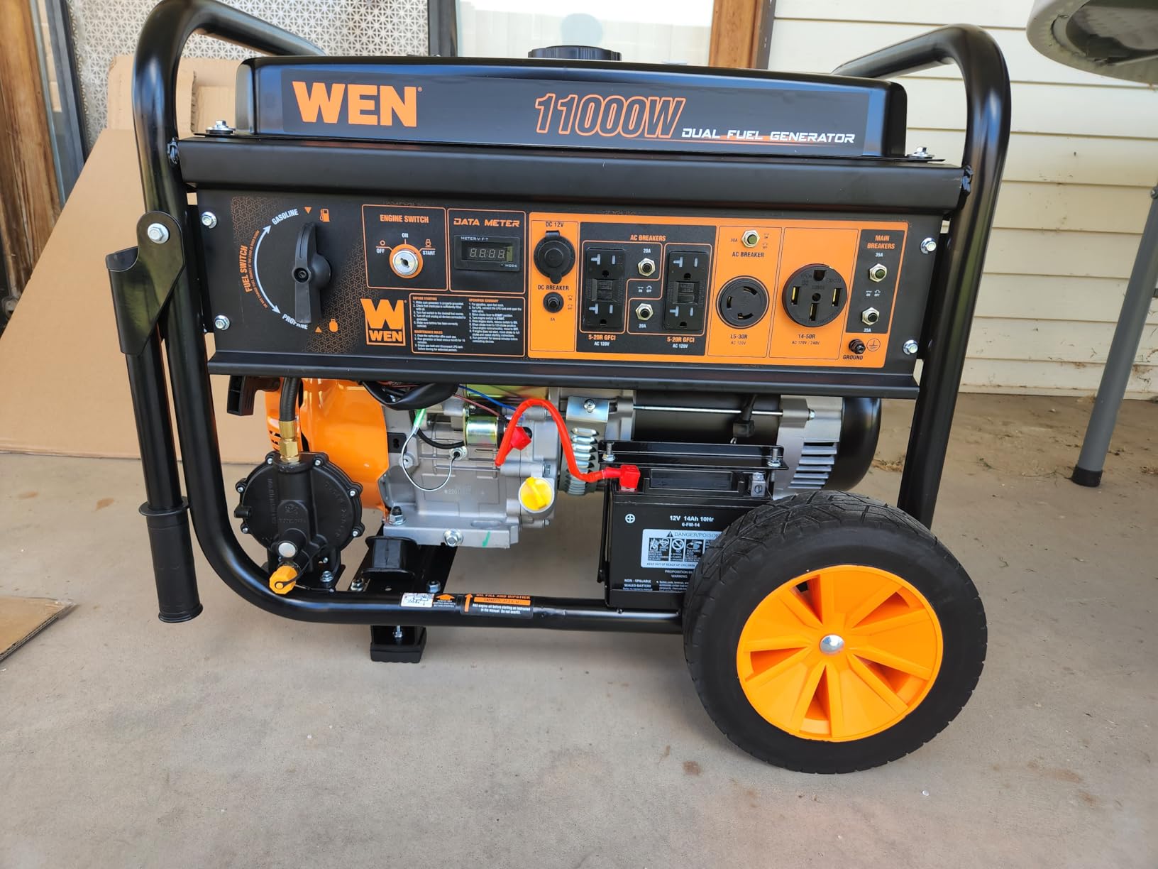 WEN 14,500-Watt 120V/240V Tri-Fuel Generator for Gas, Propane, and Natural Gas, Transfer-Switch Ready with Electric Start, Wheel Kit, and CO Watchdog (TF1450X) - Customer Photo 1