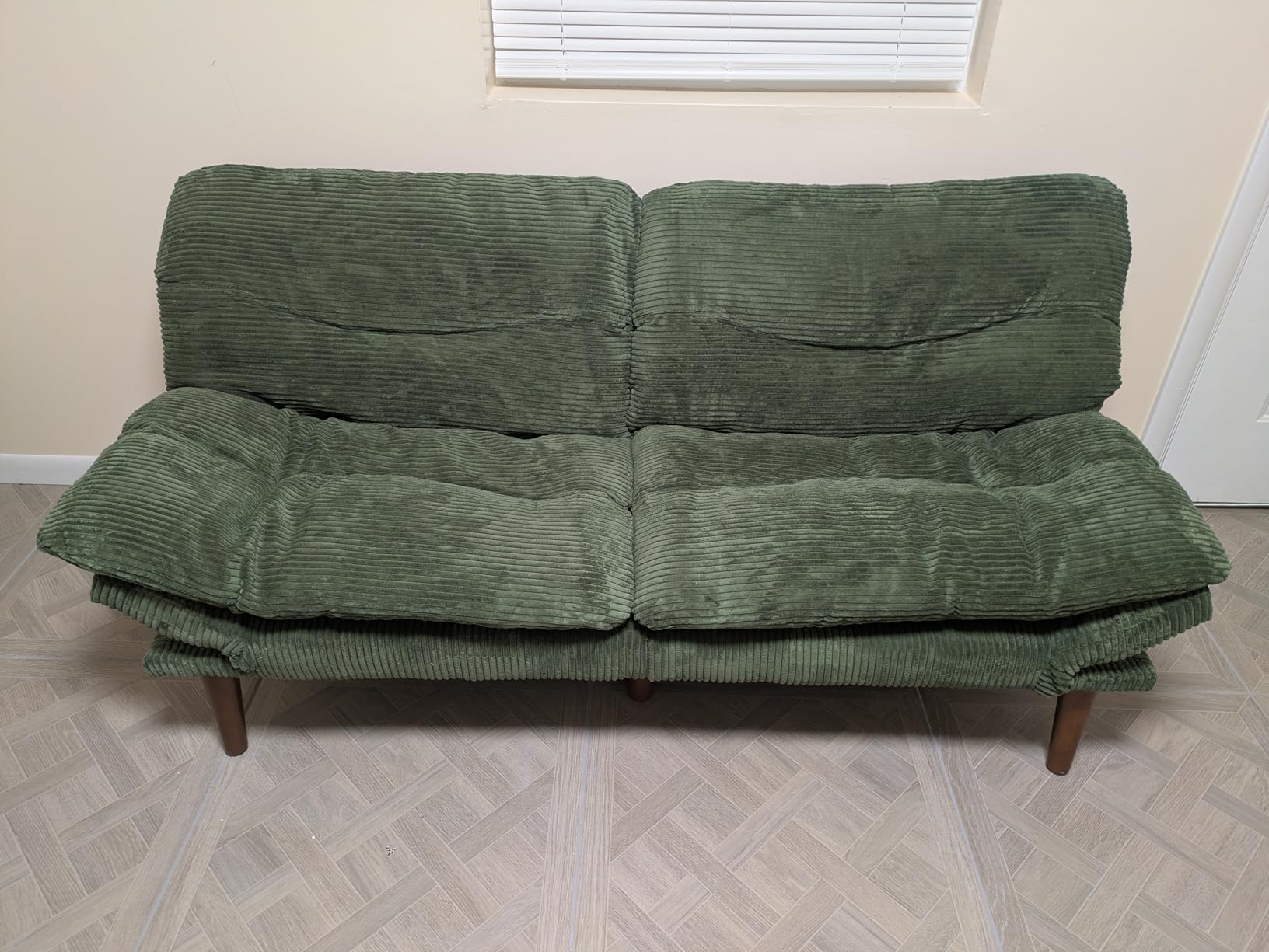Pipishell Futon Sofa Bed, 66 Inch Corduroy Futon Couch Convertible with Adjustable Backrest and Armrests, Recliner Sleeper Sofa for Small Spaces, Living Room, Office, Guest Room customer photo 1