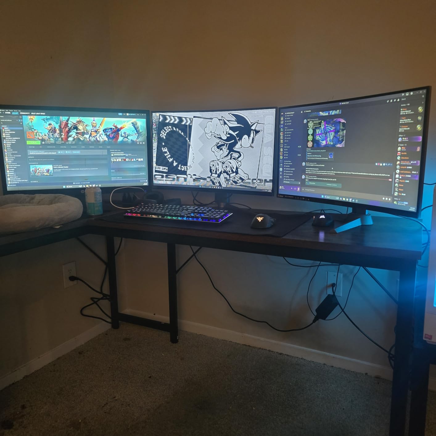 Huuger 63 Inch L Shaped Desk with Power Outlets and USB-C Port, 0.95 Inch Thicker Desktop, Reversible Computer Desk, Larger Office Corner Gaming Desk, Metal Frame, for Home Office, Study, Rustic Brown customer photo 2