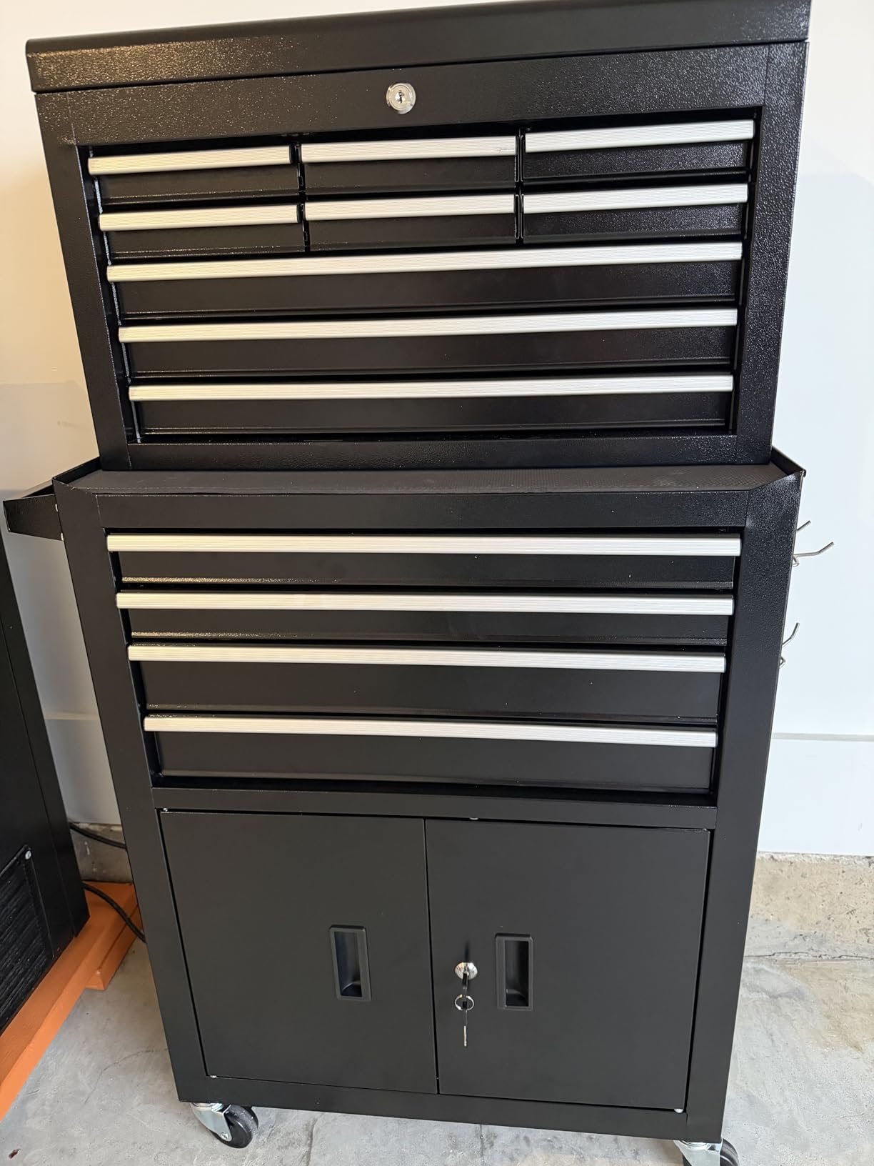 13-Drawer Double Door Rolling Tool Chest, 2 in 1 Detachable Tool Chest,Tool Box with Drawers and Wheels, Large Tool Cabinet with Lock, Metal Standing Toolbox for Garage Workshop-Black - Customer Photo 2