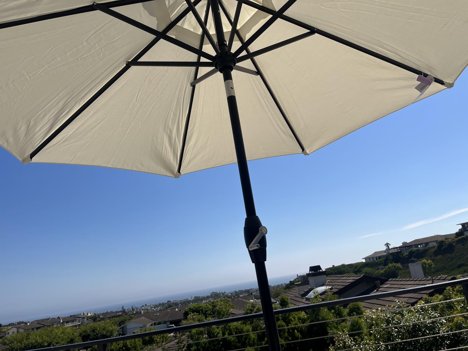 Midtown Umbrellas Sunbrella Umbrella 9 Feet Outdoor Umbrella With Canvas Natural Acrylic Fabric - Auto-Tilt Aluminum Frame Patio Umbrella For Backyard, Deck, Garden, Pool - Black Pole Customer Review Midtown Umbrellas Sunbrella Umbrella 9 Feet Outdoor Umbrella With Canvas Natural Acrylic Fabric - Auto-Tilt Aluminum Frame Patio Umbrella For Backyard, Deck, Garden, Pool - Black Pole - Customer Photo 2