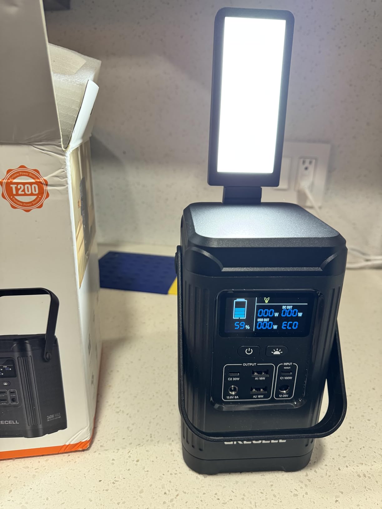 240W Portable Power Station 154Wh/48000mAh, 100W USB-C PD(Dual Way) LiFePO4 Battery Power Bank Station, 7 ports Solar Generator with LED and Stand for Camping, Home, Travel(Wall Charger Not Included) Customer Review 240W Portable Power Station 154Wh/48000mAh, 100W USB-C PD(Dual Way) LiFePO4 Battery Power Bank Station, 7 ports Solar Generator with LED and Stand for Camping, Home, Travel(Wall Charger Not Included) - Customer Photo 1