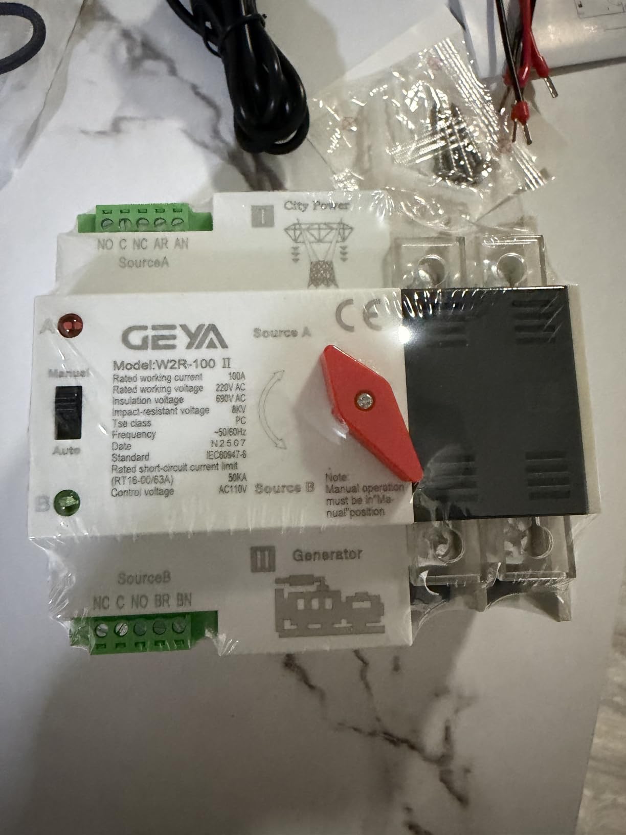100Amp AC110V Automatic/Manual Transfer Switch 2P 50/60Hz, 2POLE 100A Mini ATS Solar Auto Dual Power Switch for Home Generator - Customer Photo 1