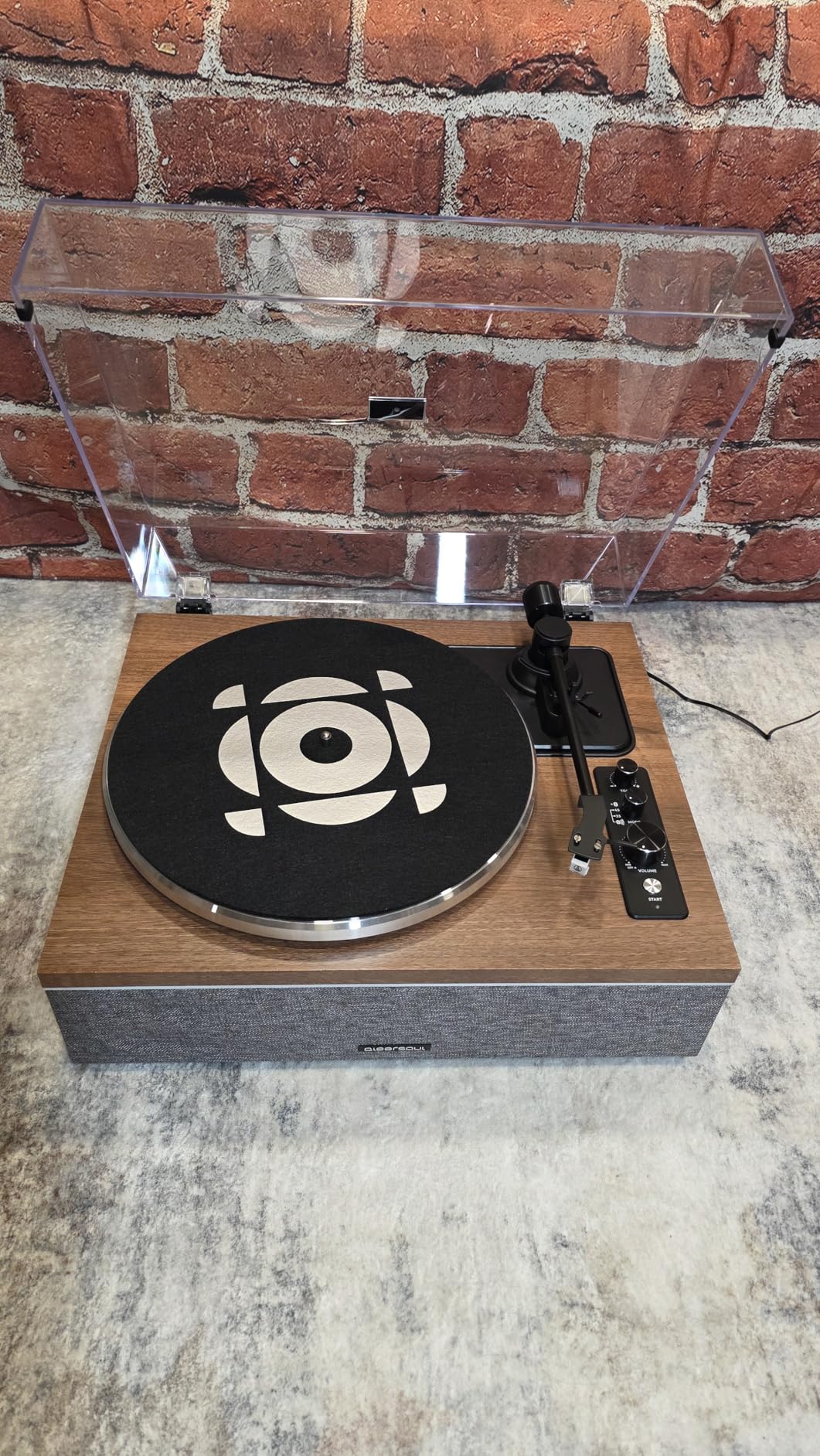 ONE-S Vinyl Record Player with Bluetooth Input/Output, All-in-One Vintage Turntable Built in Speakers, Phono Preamp & DSP, AT-3600L Cartridge, 33/45 RPM (Walnut) - Customer Photo 1