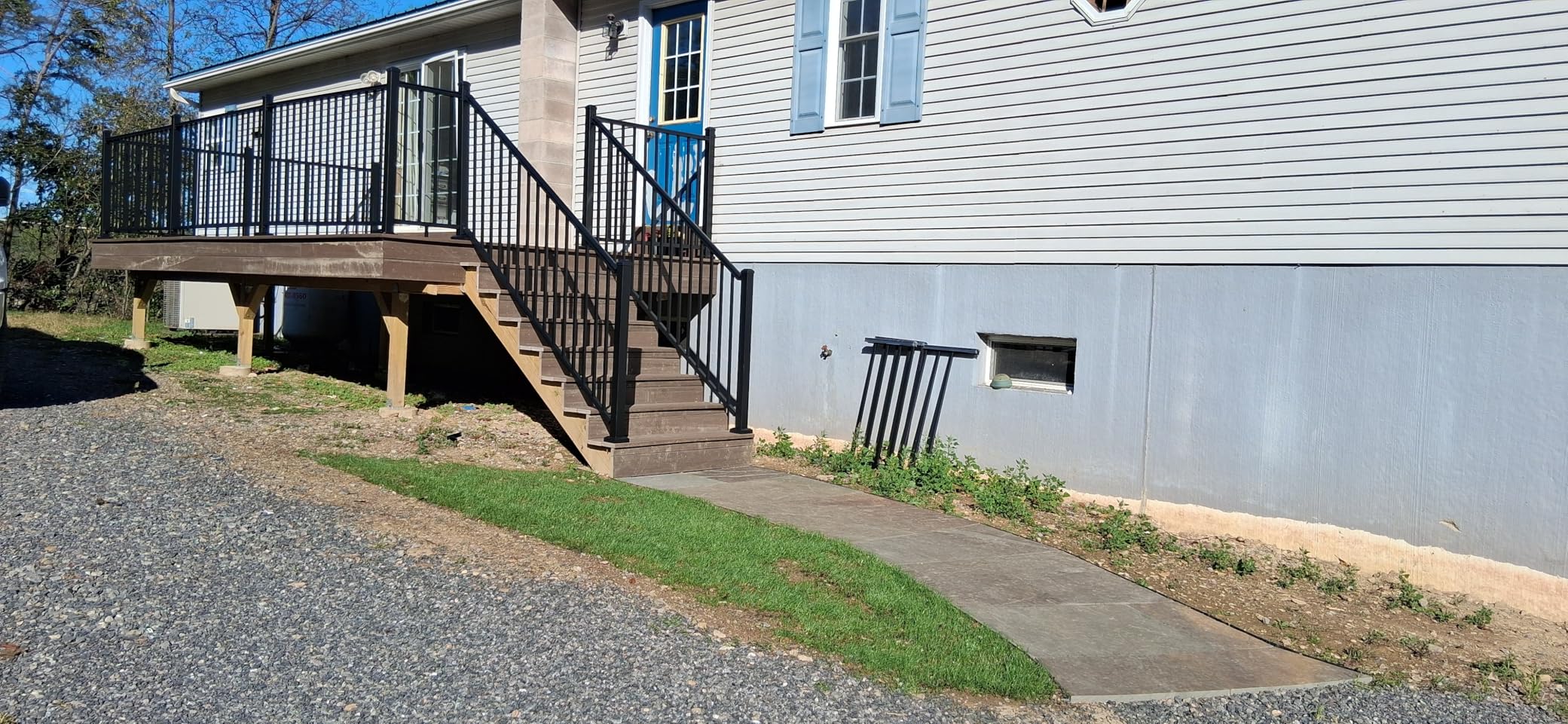 Egadis 42 in. H x 16 ft. W Porch and Deck Railing Kit, Aluminum Railing Kit, Black Textured AAMA 2604 Powder-Coat Finish Rail System for Outdoor Decks, Porches & Balconies (2 Post, 2 Panel) Customer Review Egadis 42 in. H x 16 ft. W Porch and Deck Railing Kit, Aluminum Railing Kit, Black Textured AAMA 2604 Powder-Coat Finish Rail System for Outdoor Decks, Porches & Balconies (2 Post, 2 Panel) - Customer Photo 1