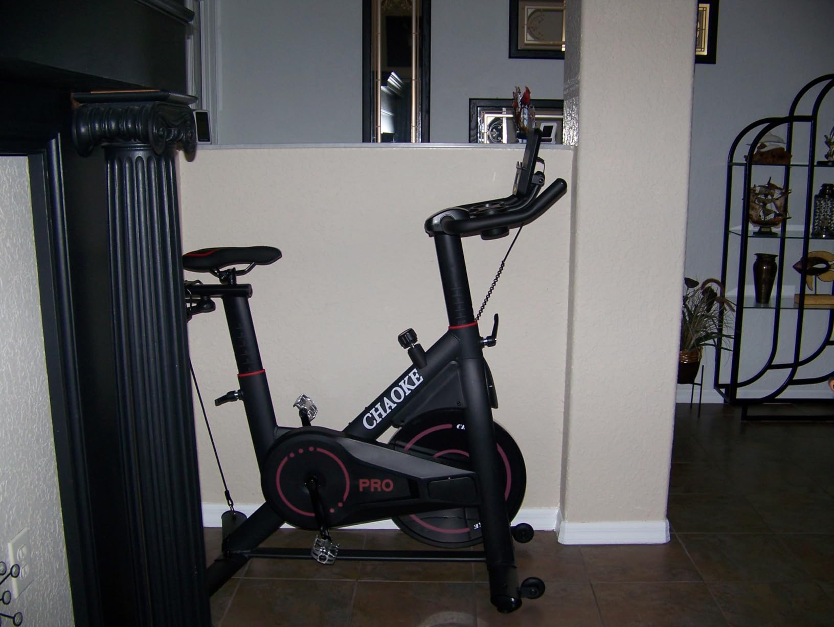 CHAOKE Exercise Bike, Quiet Adjustable Magnetic Stationary Bike for Home Cardio with App Compatible, 350LB Weight Capacity Indoor Cycling Bike with Large Seat, Dumbbell Rack, Pull Cords & LCD Display Customer Review CHAOKE Exercise Bike, Quiet Adjustable Magnetic Stationary Bike for Home Cardio with App Compatible, 350LB Weight Capacity Indoor Cycling Bike with Large Seat, Dumbbell Rack, Pull Cords & LCD Display - Customer Photo 2